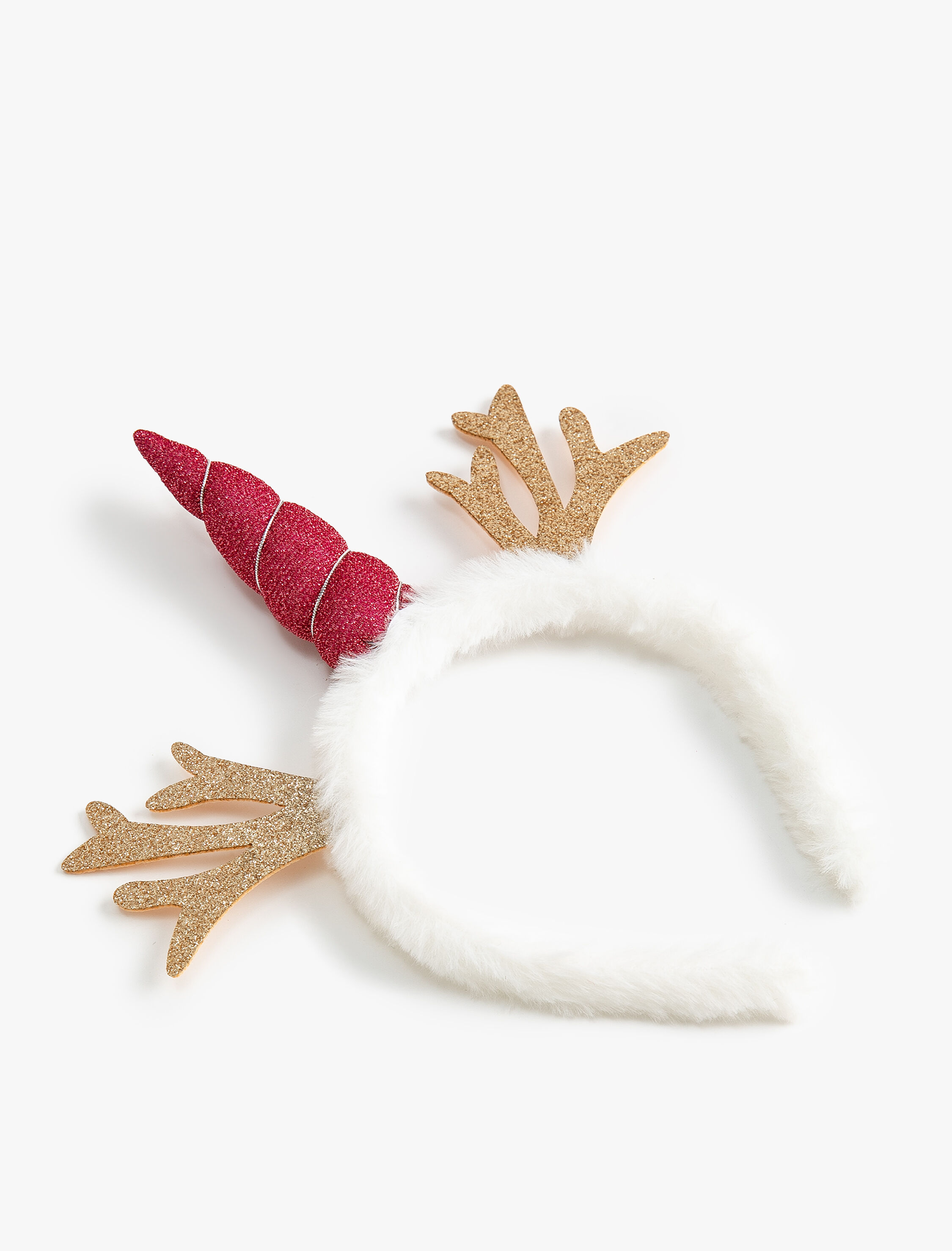  Kız Çocuk Peluş Yılbaşı Tacı Geyik ve Unicorn Boynuzu Detaylı