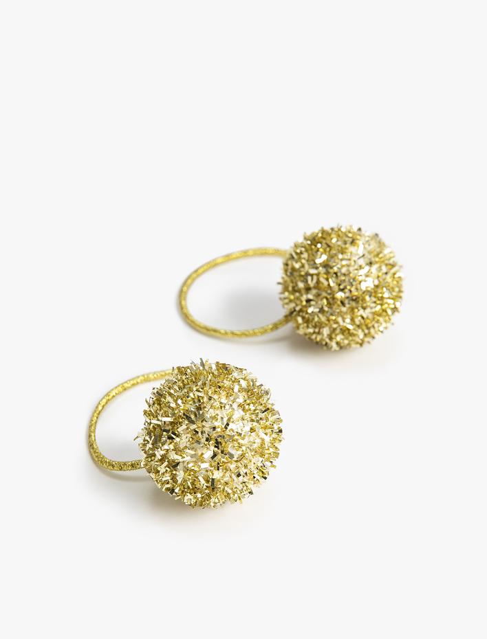 Kız Çocuk Yılbaşı Tokası Parlak Ponpon Detaylı