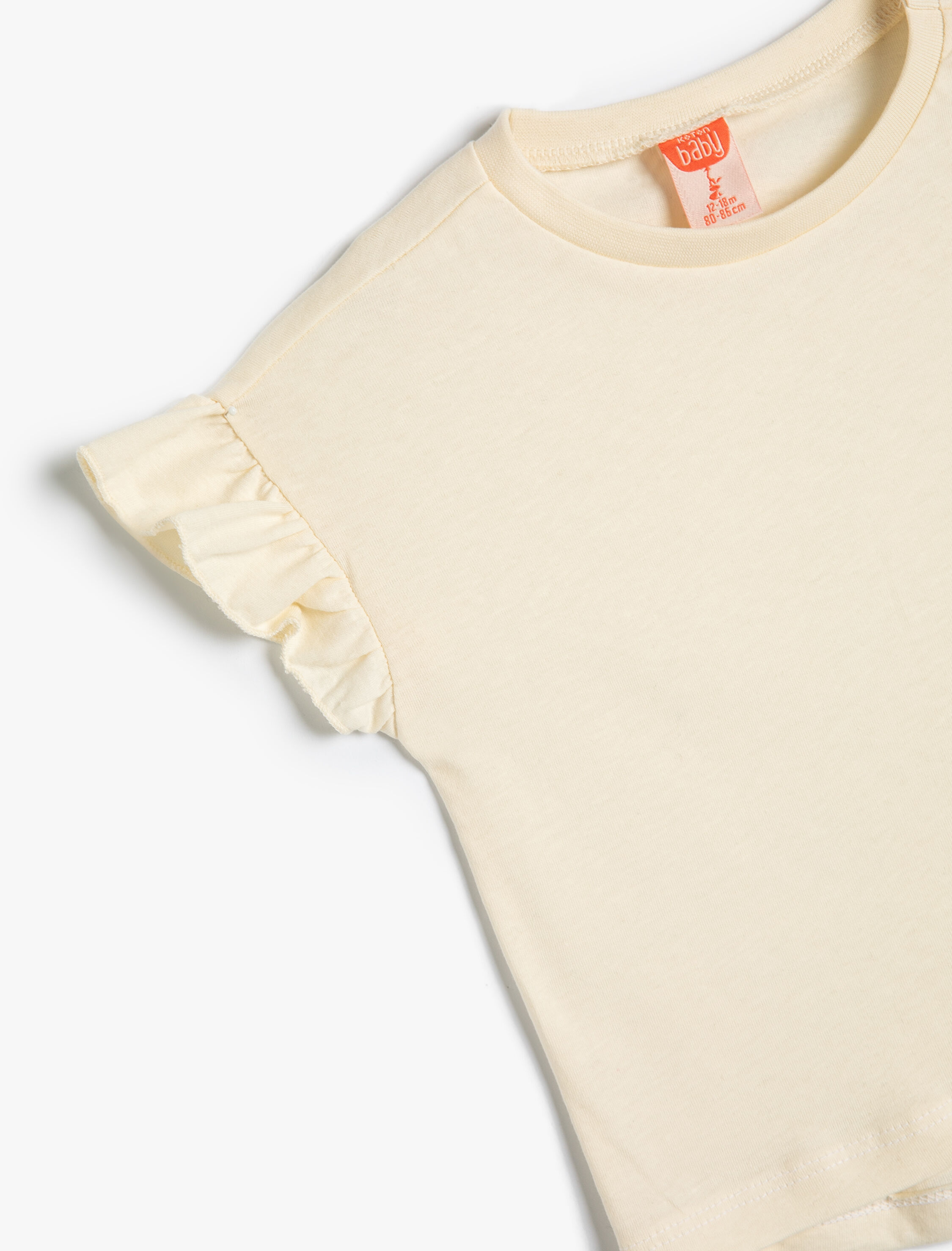 Kız Bebek Basic Fırfırlı Tişört Kolsuz Pamuklu