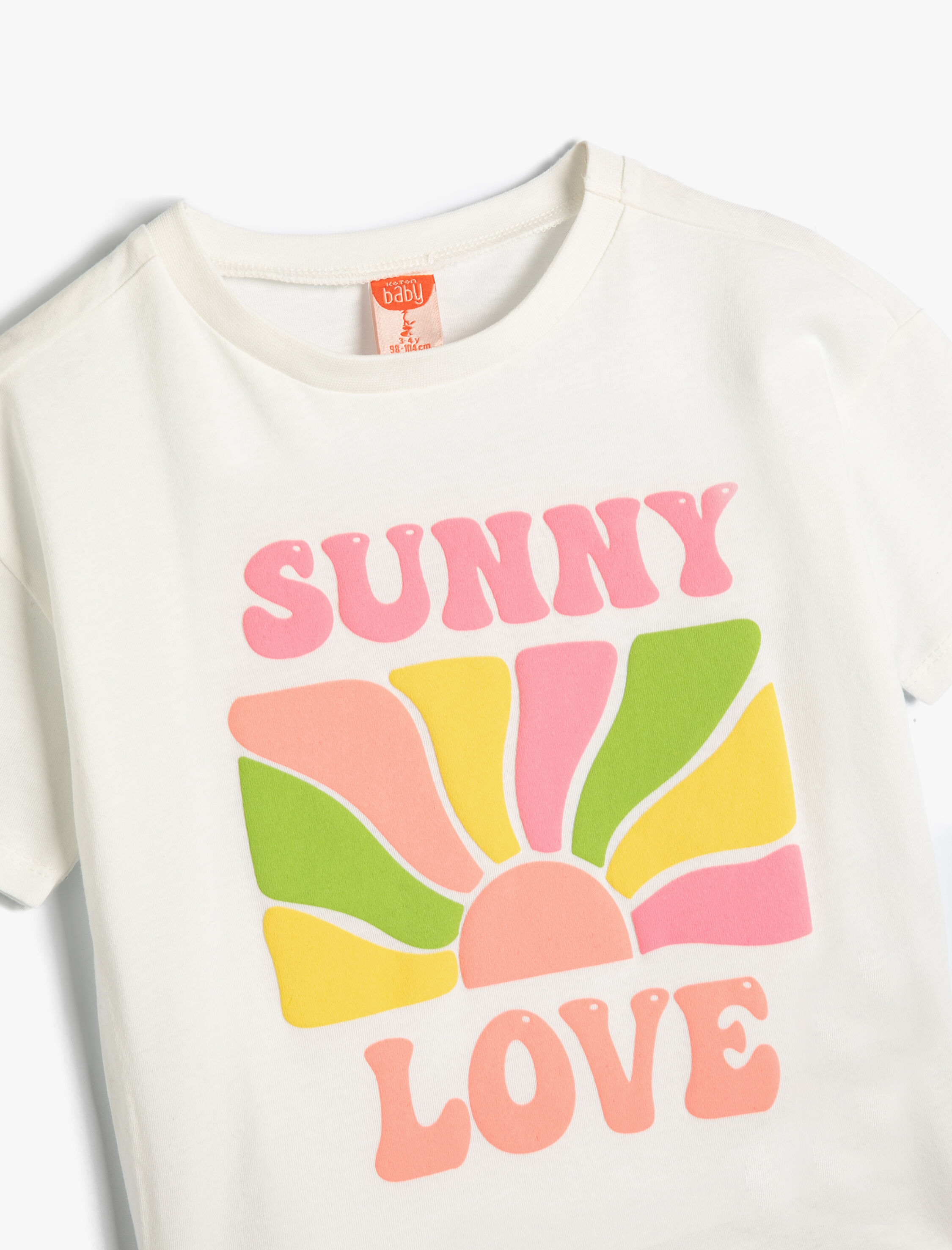  Kız Bebek Tişört Slogan Temalı Baskılı Kısa Kollu Bisiklet Yaka Pamuklu