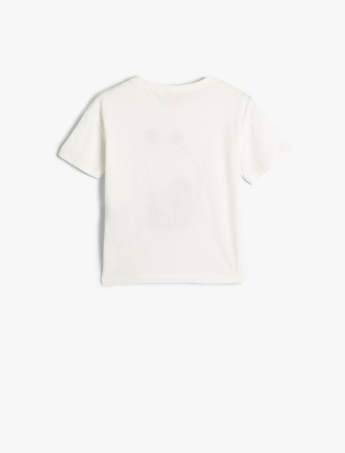 Kız Bebek Tişört Slogan Temalı Baskılı Kısa Kollu Bisiklet Yaka Pamuklu