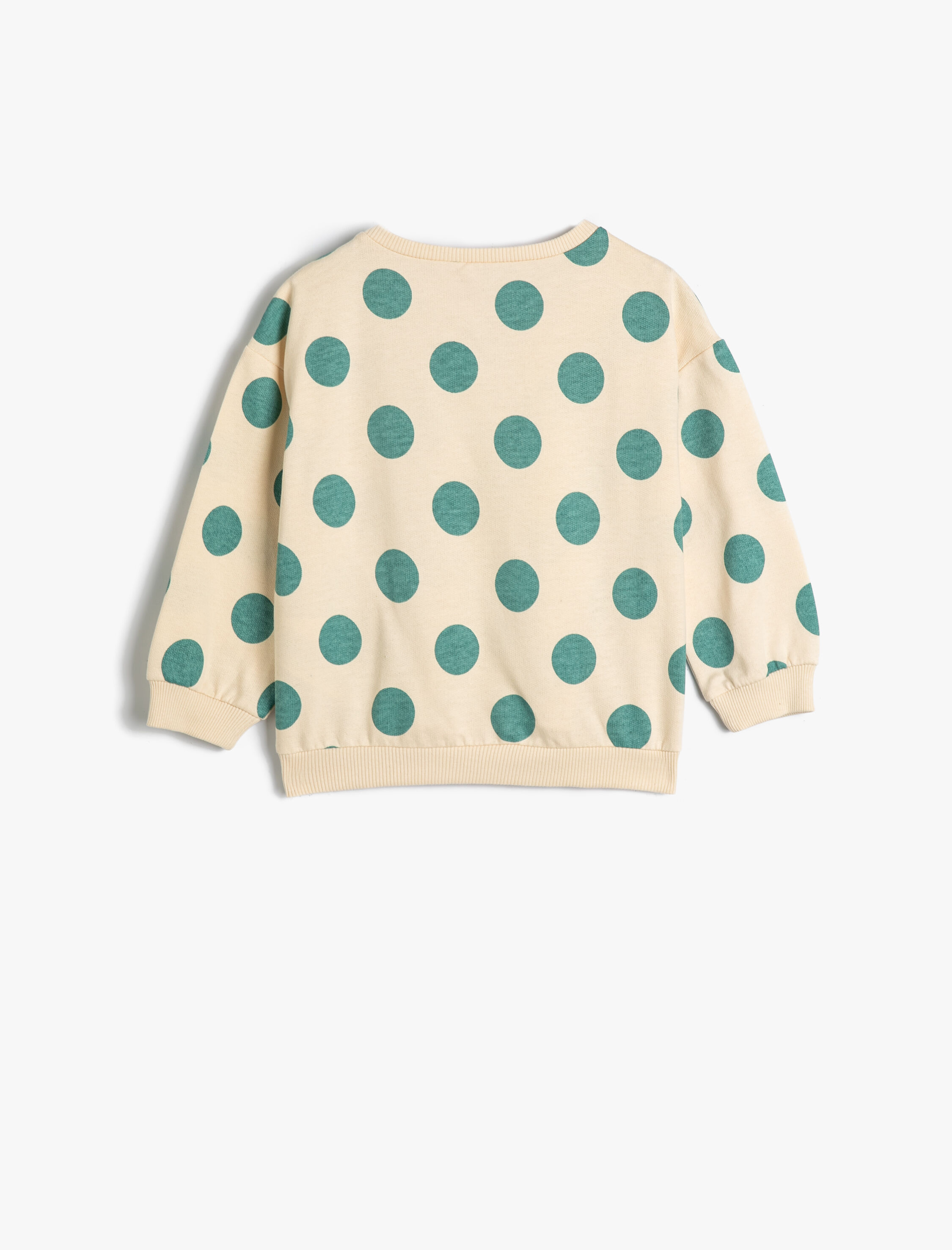  Kız Bebek Puantiyeli Sweatshirt Uzun Kollu Bisiklet Yaka Pamuklu Şardonlu