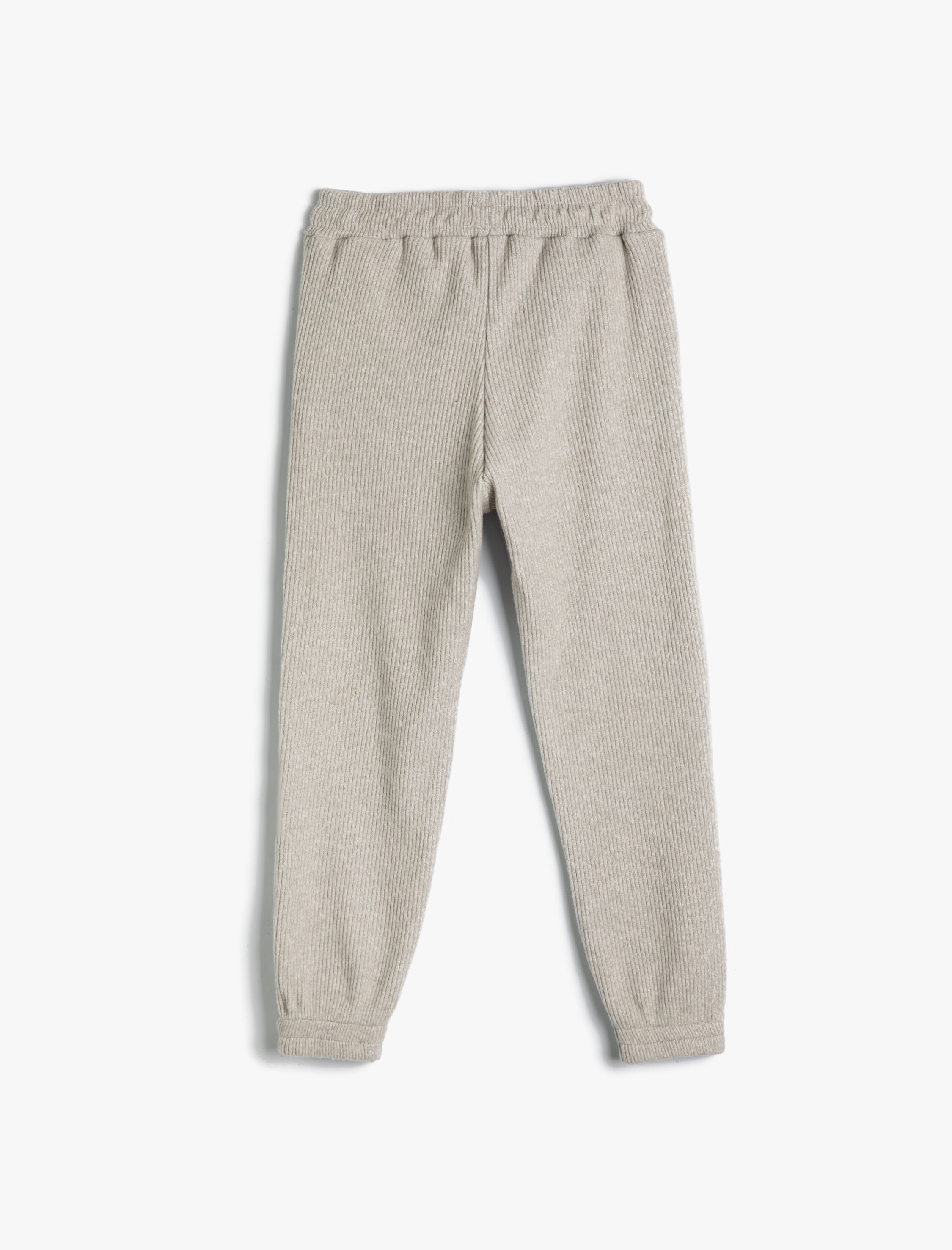  Kız Çocuk Basic Jogger Eşofman Altı Dokulu Beli Lastikli Cepli