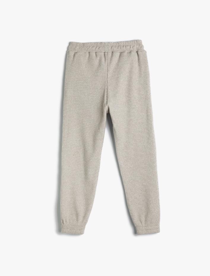 Kız Çocuk Basic Jogger Eşofman Altı Dokulu Beli Lastikli Cepli