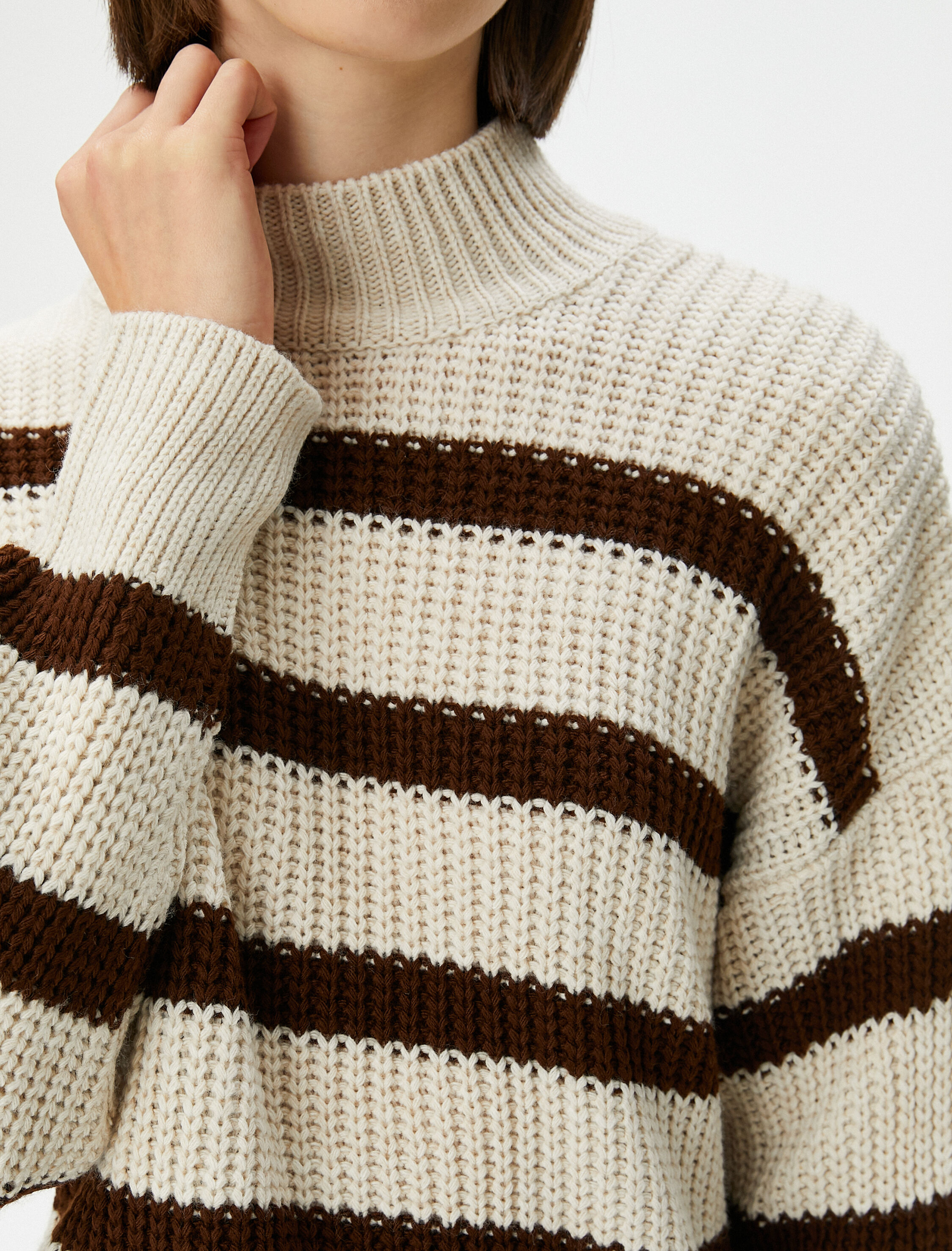   Örgü Kazak Yarım Balıkçı Yaka