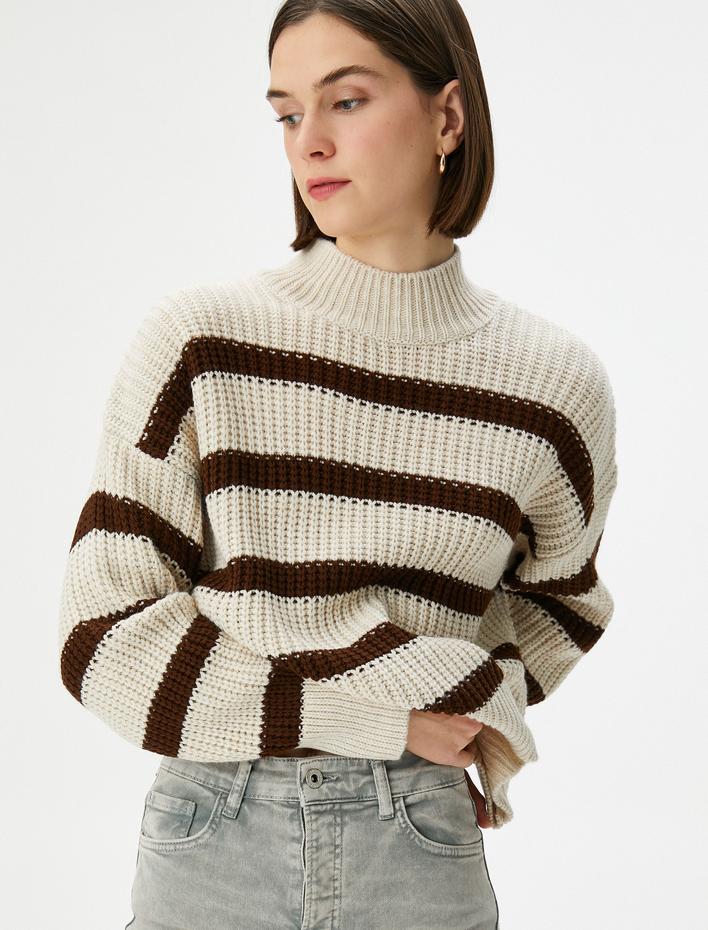  Örgü Kazak Yarım Balıkçı Yaka