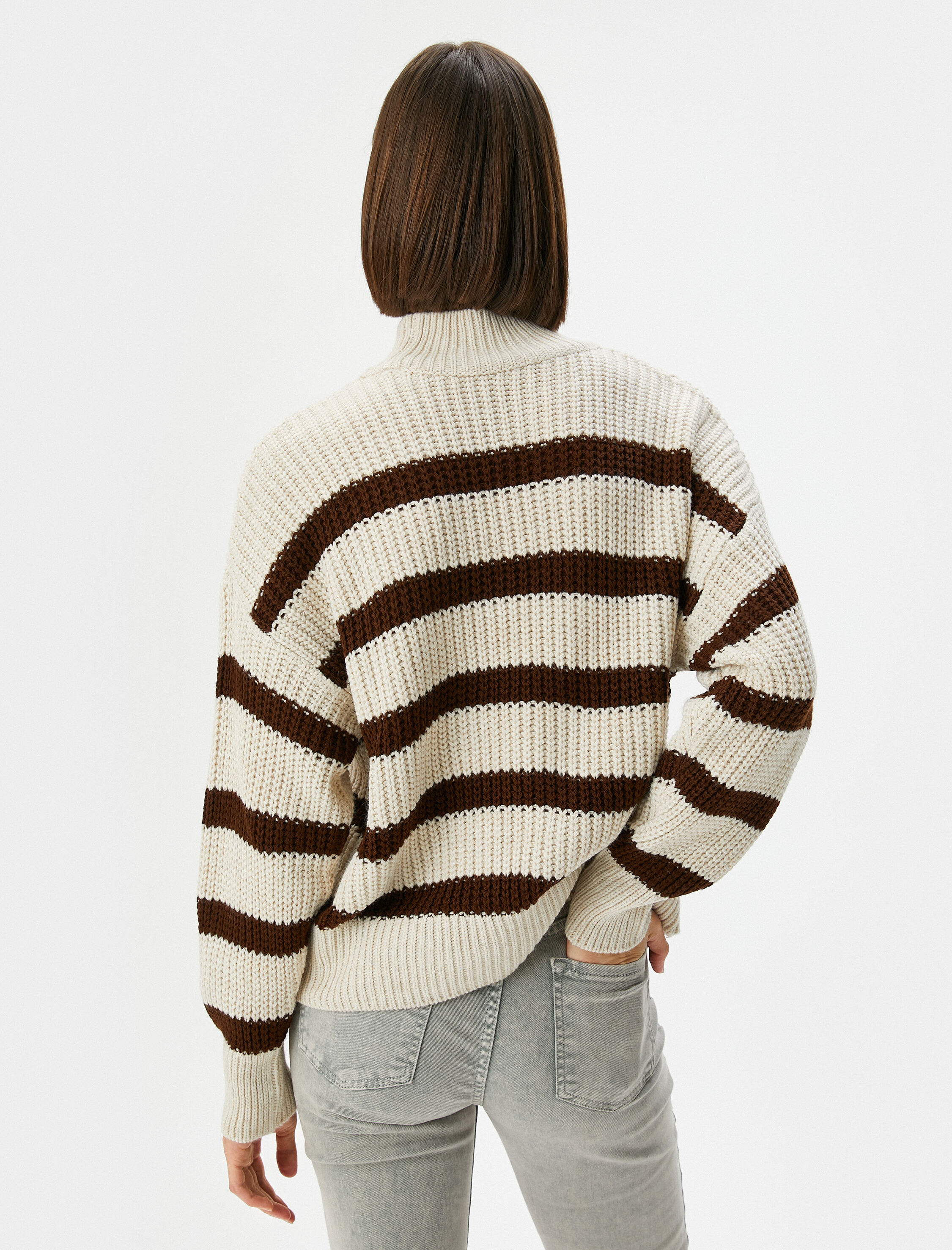   Örgü Kazak Yarım Balıkçı Yaka