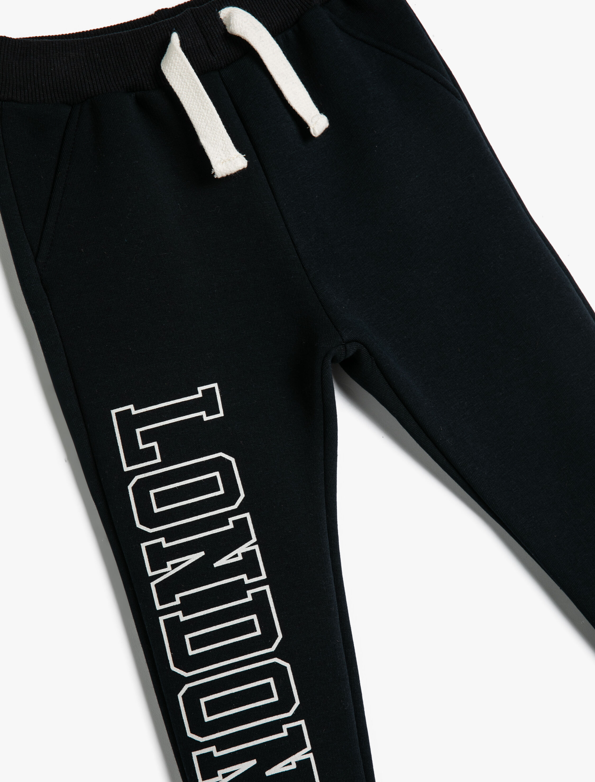  Erkek Bebek Jogger Eşofman Altı Slogan Baskılı Cepli Beli Bağlamalı Şardonlu