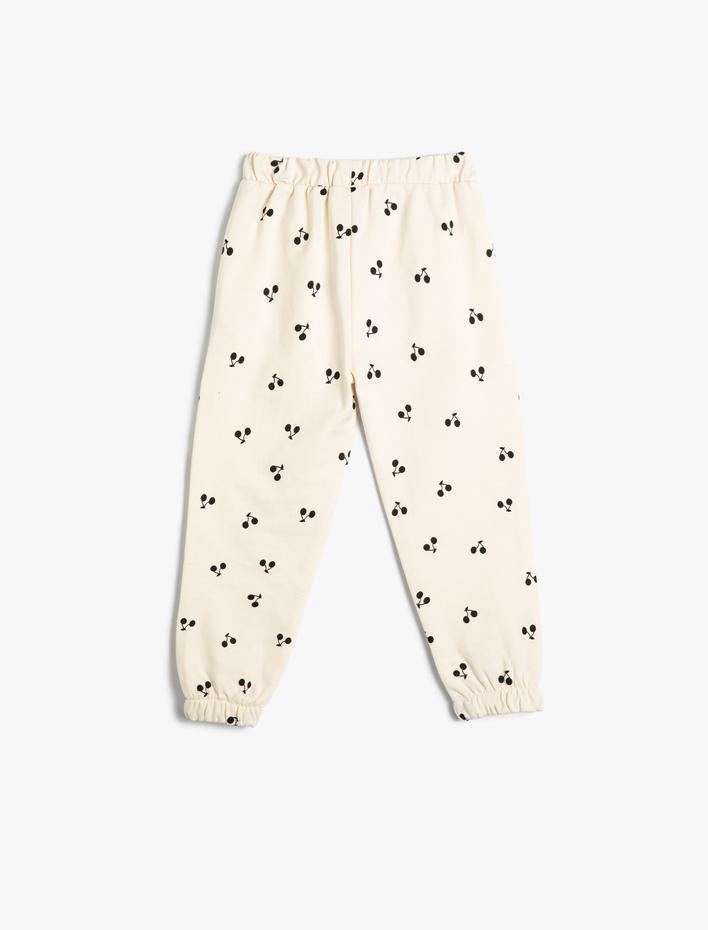 Kız Bebek Kirazlı Jogger Eşofman Altı Beli Bağlamalı Pamuklu