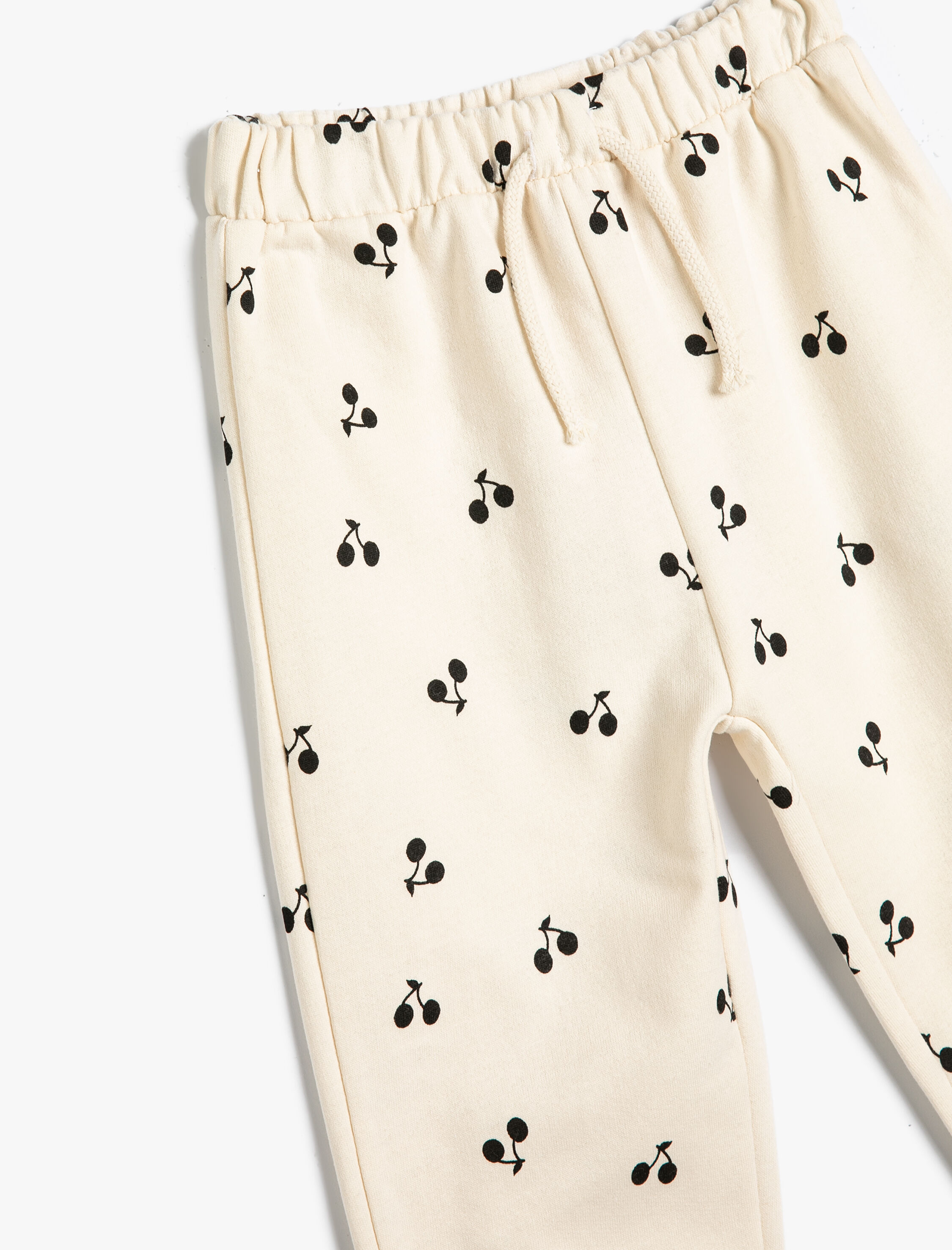  Kız Bebek Kirazlı Jogger Eşofman Altı Beli Bağlamalı Pamuklu