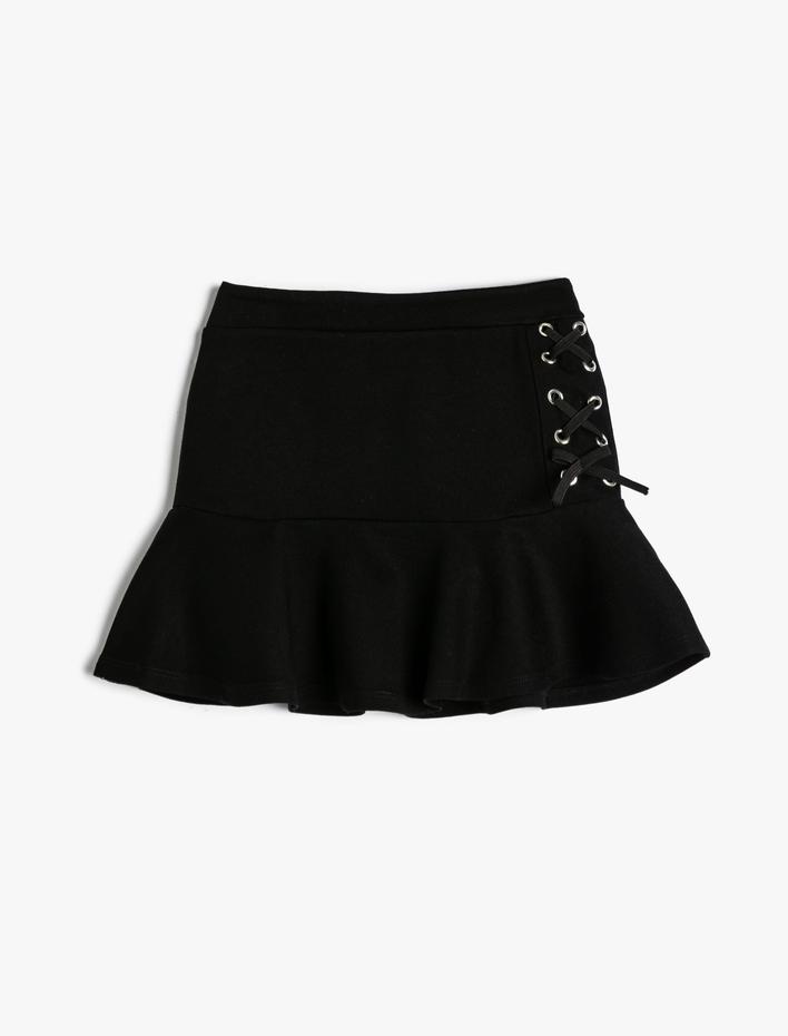 Kız Çocuk Basic Etek Beli Lastikli Kuş Gözü Detaylı