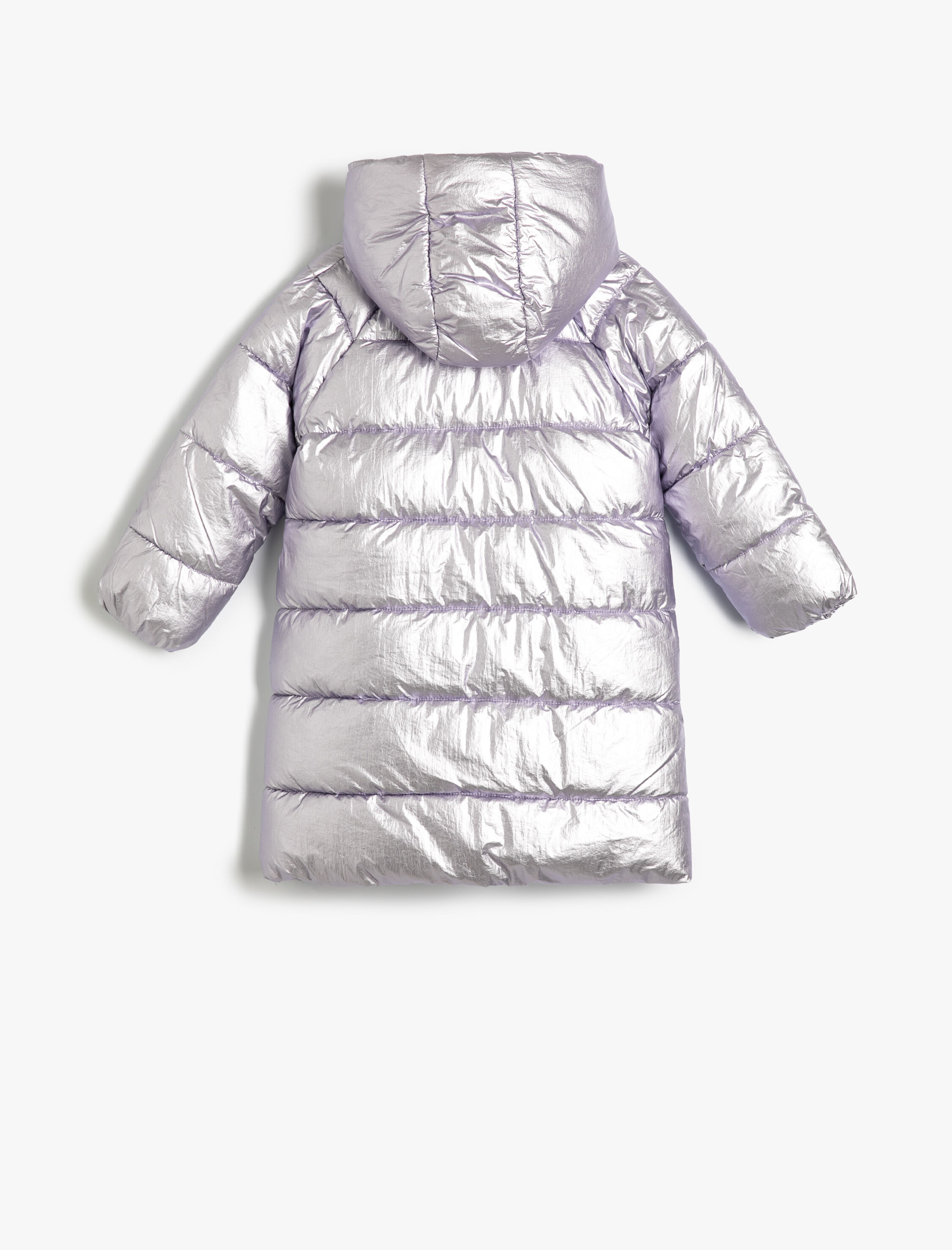  Kız Çocuk Uzun Şişme Mont Kapşonlu Dolgulu Fermuarlı Cepli