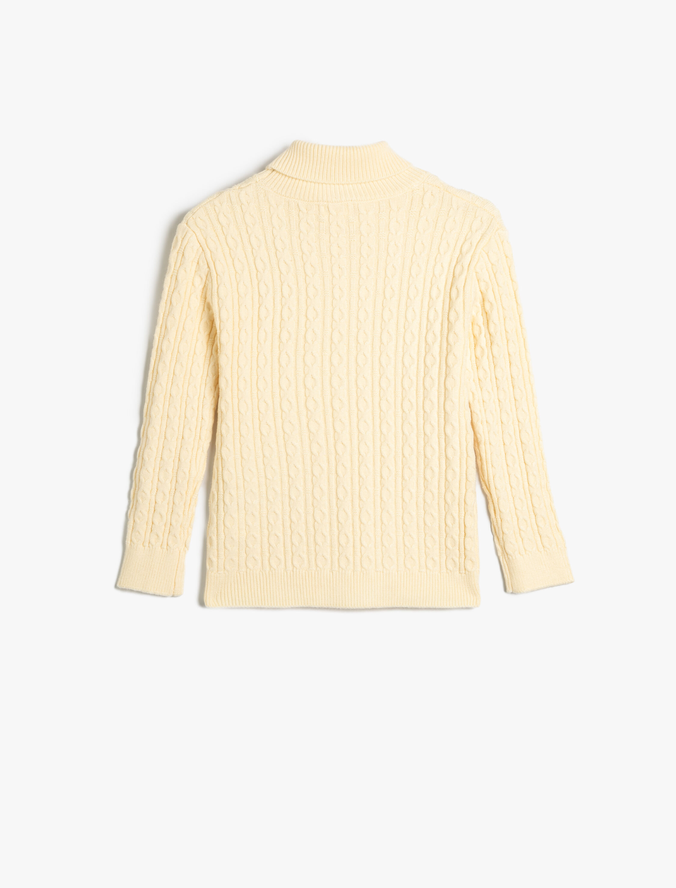  Kız Çocuk Balıkçı Yaka Kazak Saç Örgü Detaylı Uzun Kollu