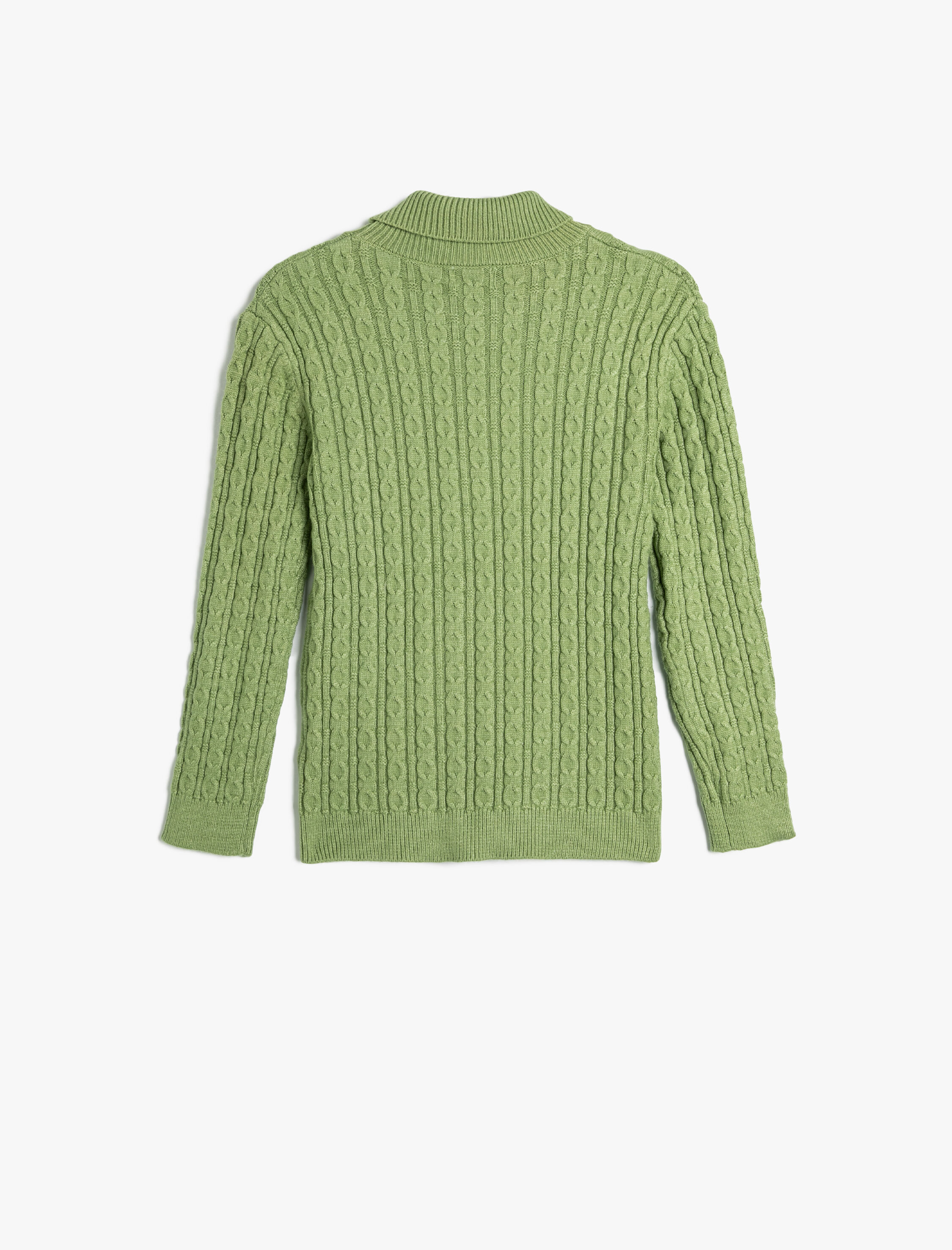  Kız Çocuk Balıkçı Yaka Kazak Saç Örgü Detaylı Uzun Kollu