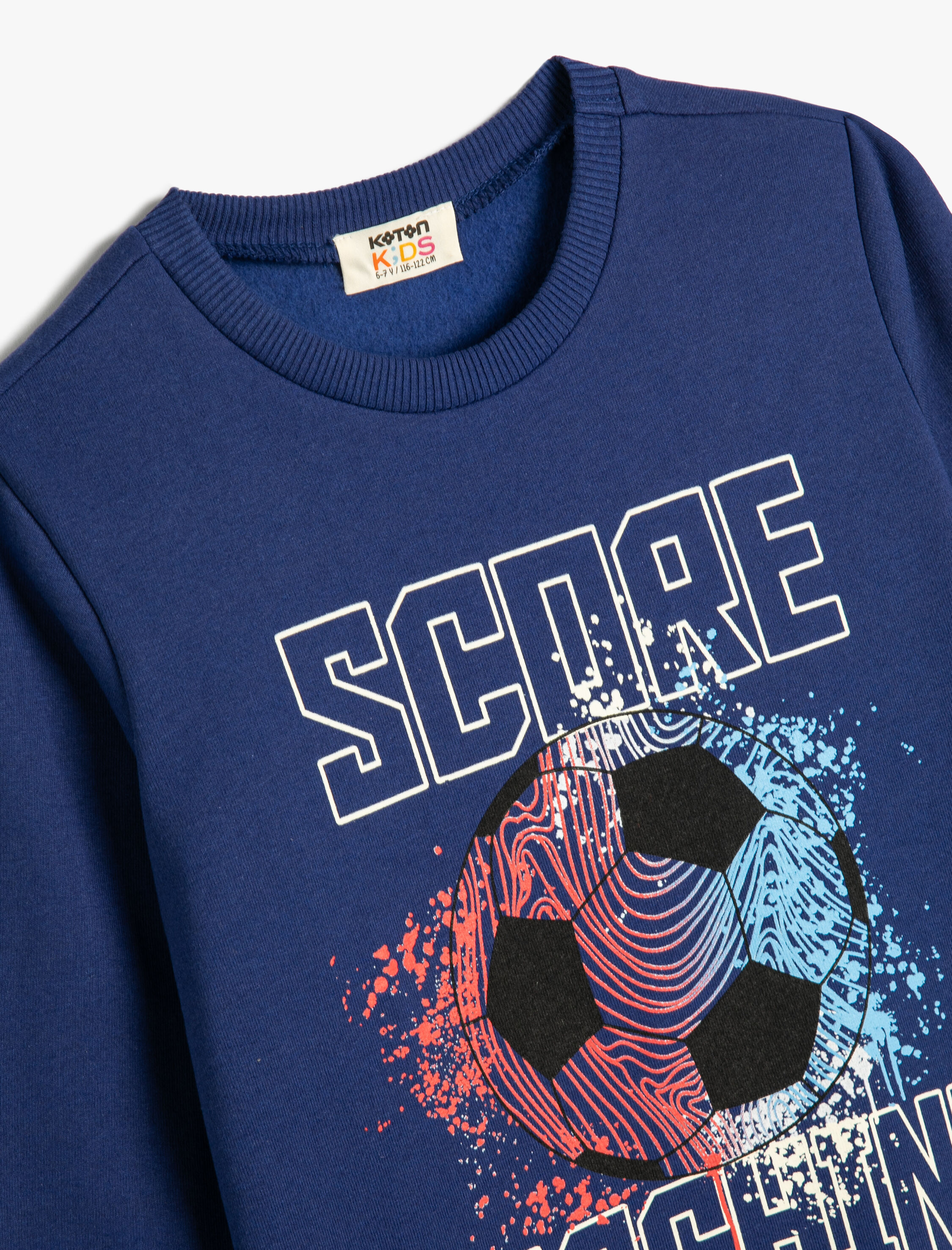  Erkek Çocuk Sweatshirt Uzun Kollu Bisiklet Yaka Futbol Baskılı