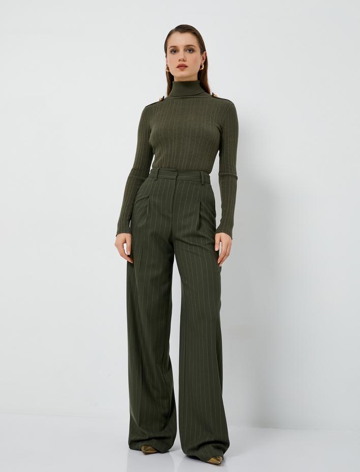  Boğazlı Triko Kazak Kaşkorse Apolet Detaylı