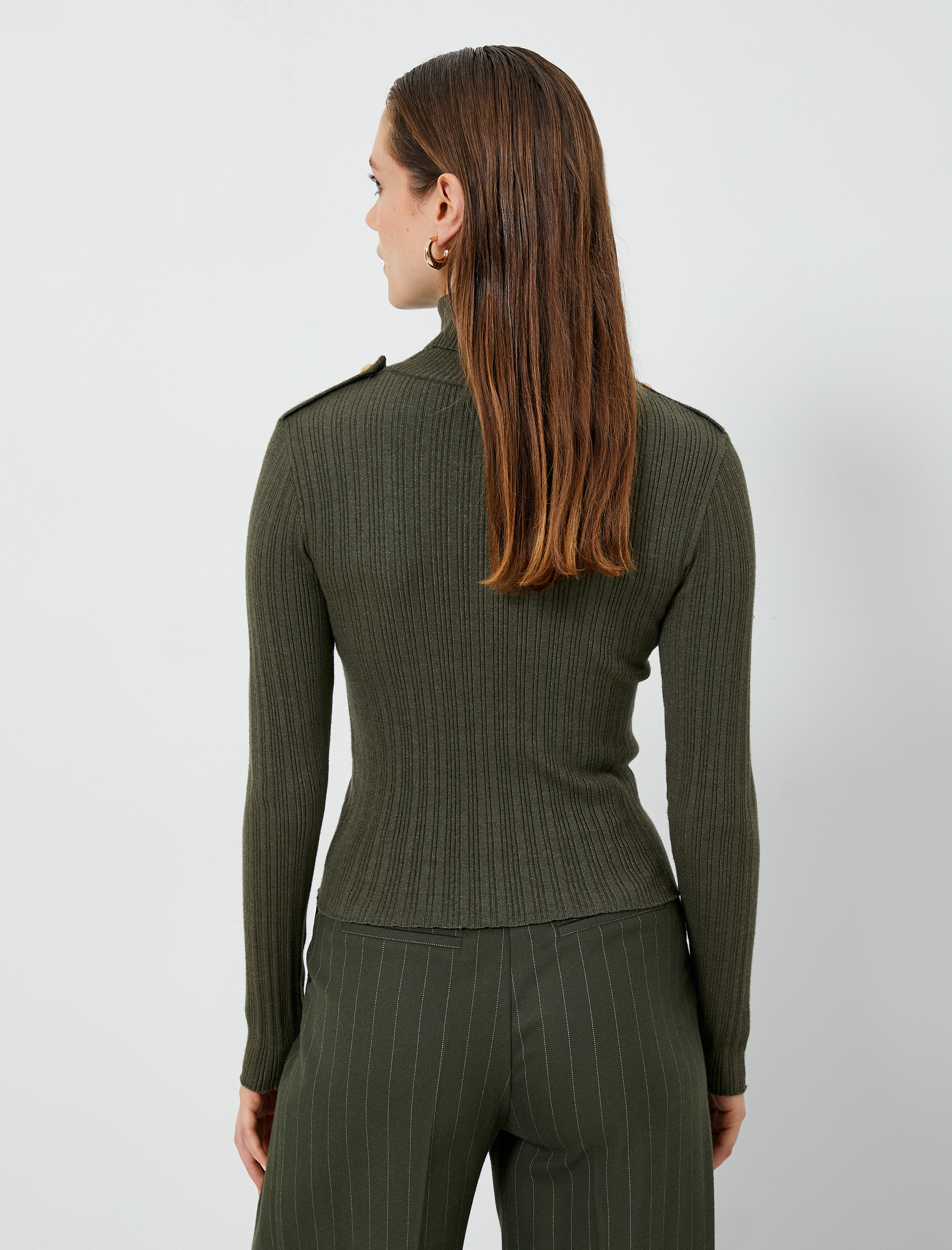   Boğazlı Triko Kazak Kaşkorse Apolet Detaylı