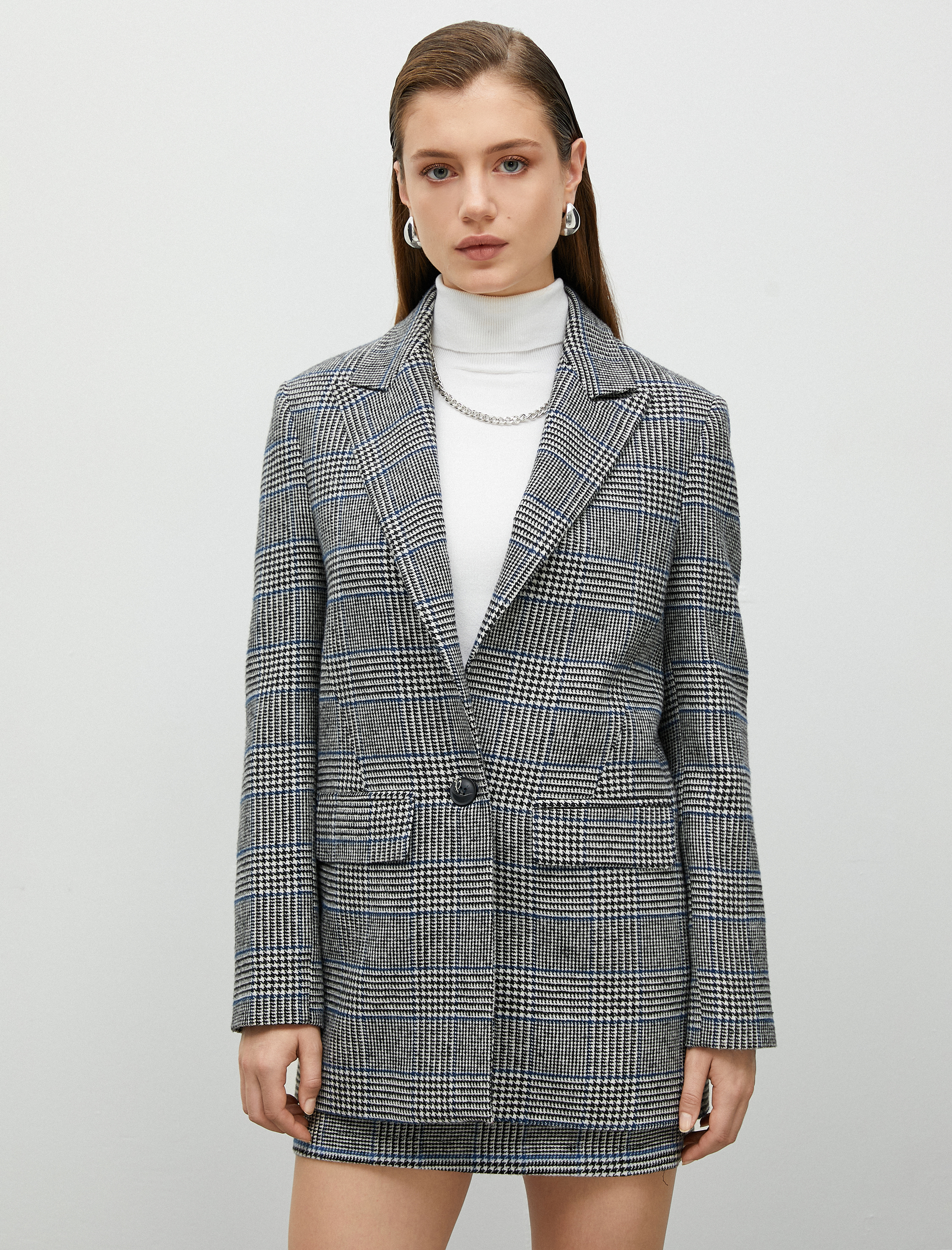   Blazer Ceket Tek Düğmeli Kapaklı Cepli