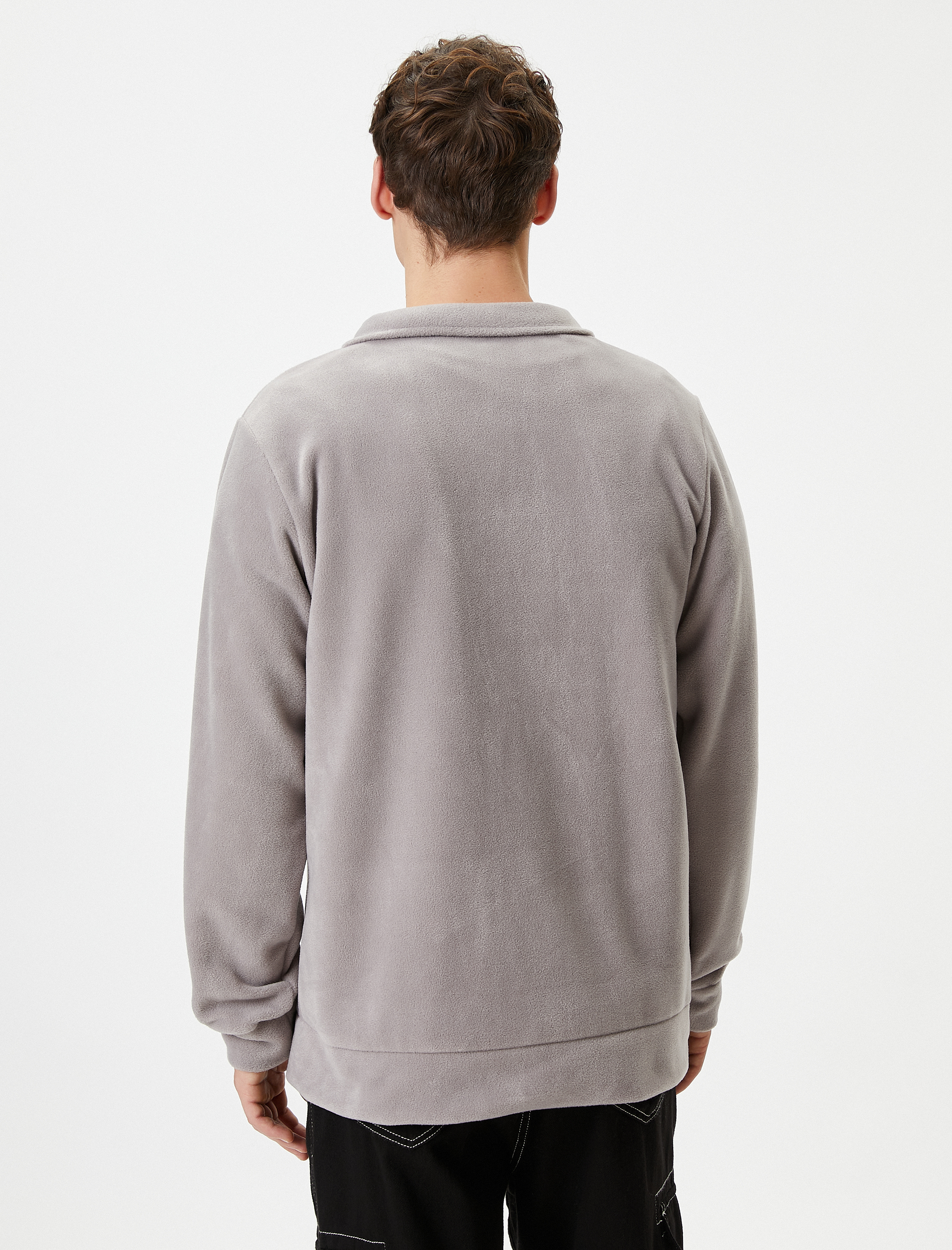 Polar Sweatshirt Yarım Fermuarlı Dik Yaka Uzun Kollu