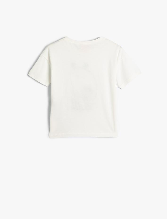 Kız Çocuk Tişört Kısa Kollu Bisiklet Yaka Slogan Baskılı Pamuklu