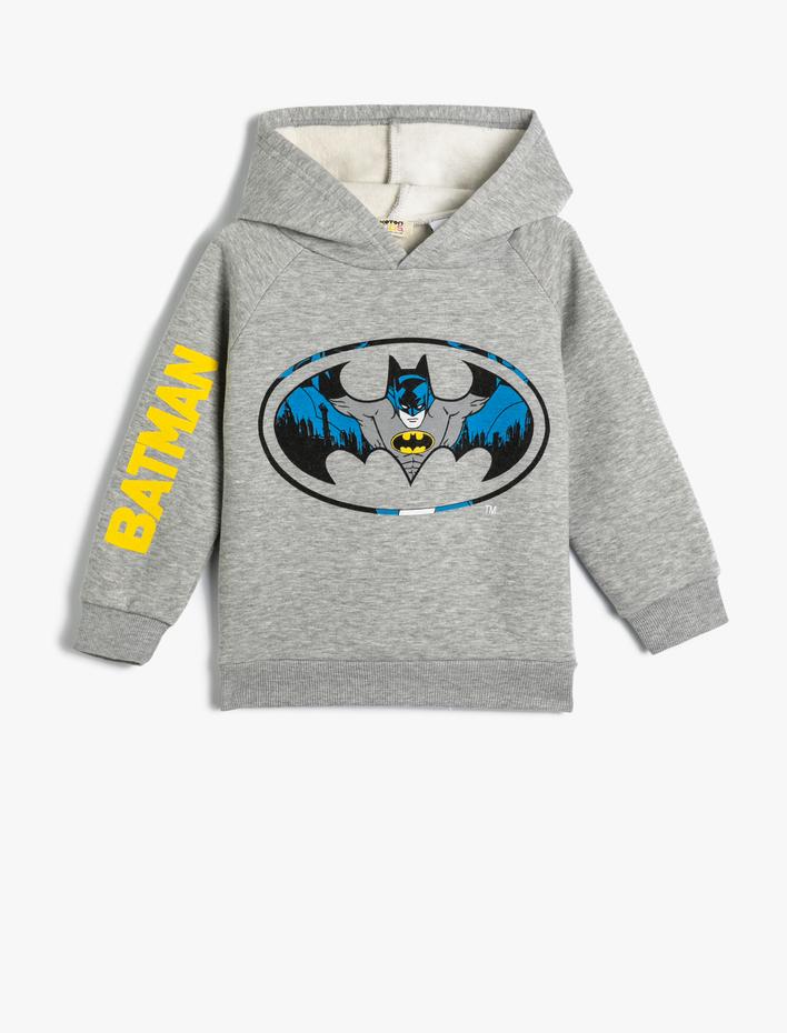 Erkek Çocuk Batman Sweatshirt Lisanslı Uzun Kollu Şardonlu