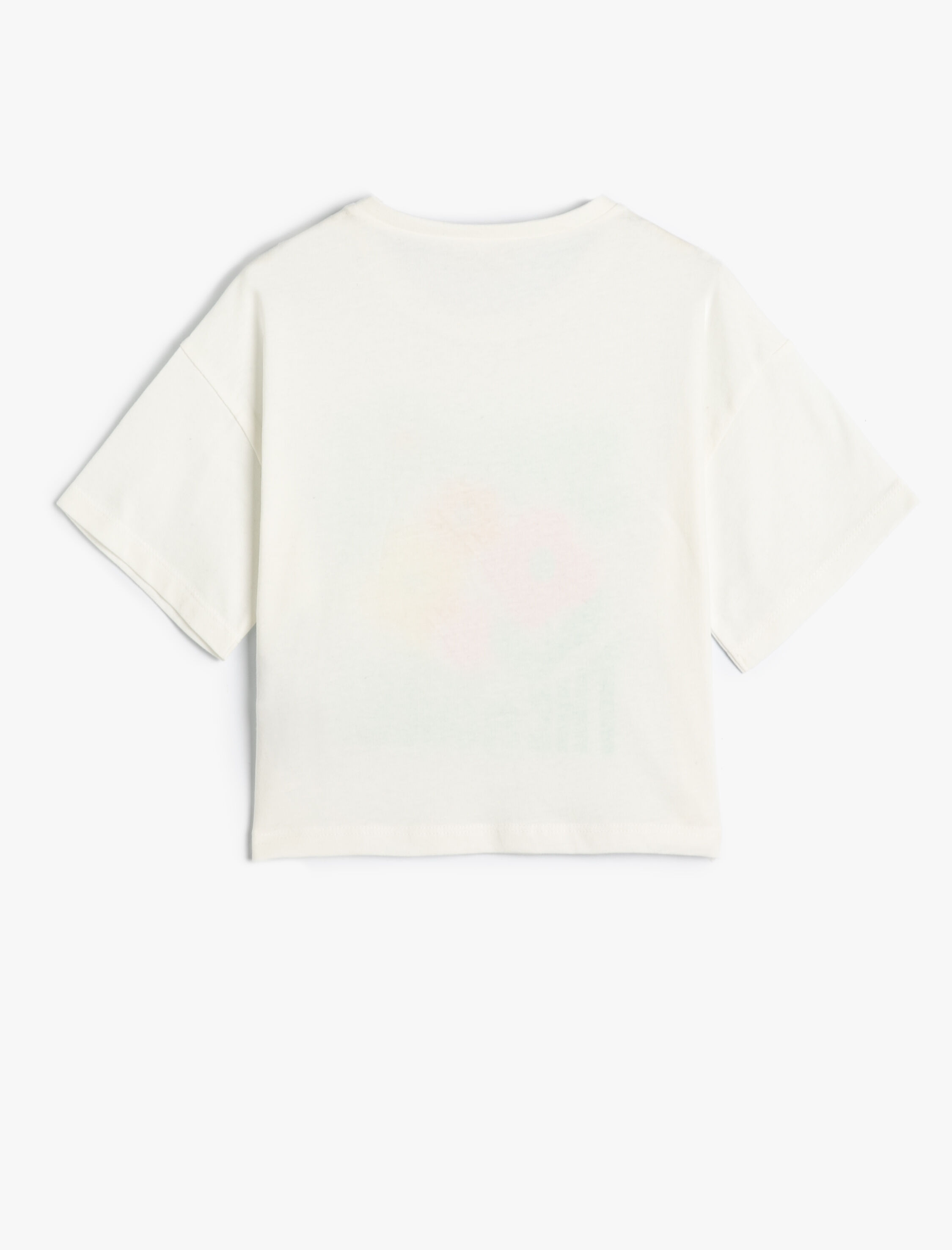  Kız Çocuk Çiçekli Tişört Kısa Kollu Bisiklet Yaka Slogan Baskılı Pamuklu