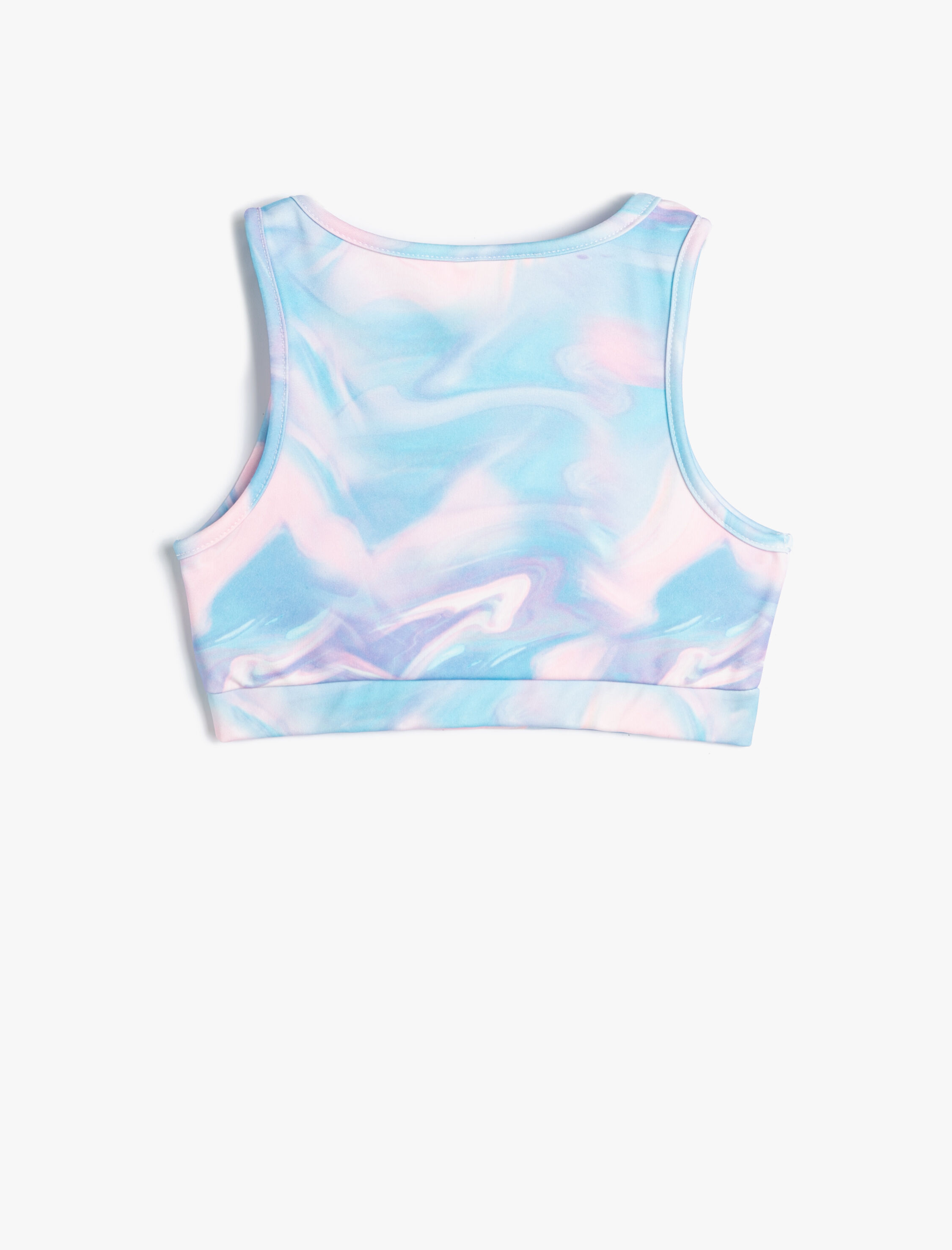  Kız Çocuk Sporcu Yarım Atlet Kolsuz Pencere Detaylı Batik Desenli