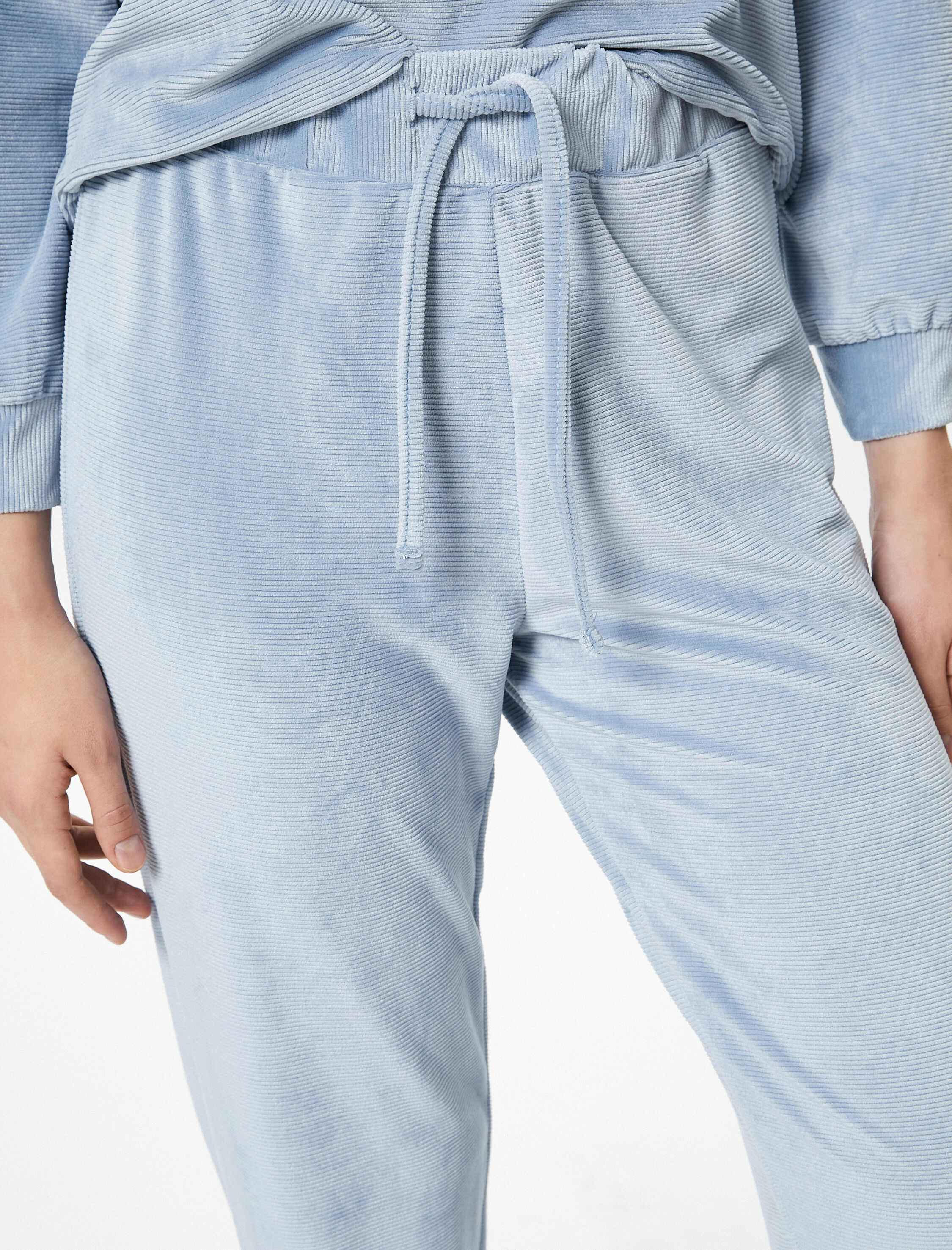   Pijama Altı Kadife Fitilli Beli Bağcıklı Jogger
