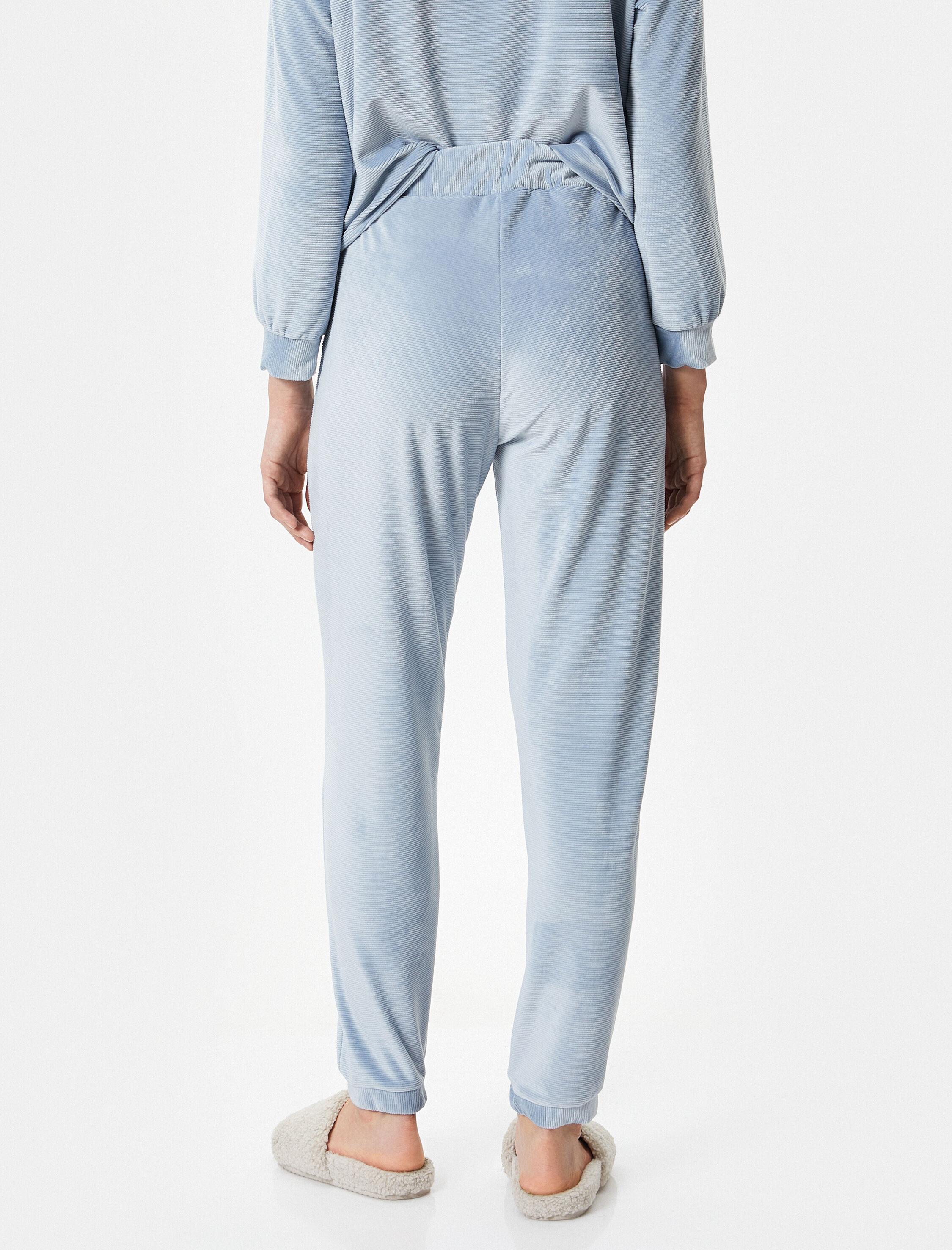   Pijama Altı Kadife Fitilli Beli Bağcıklı Jogger