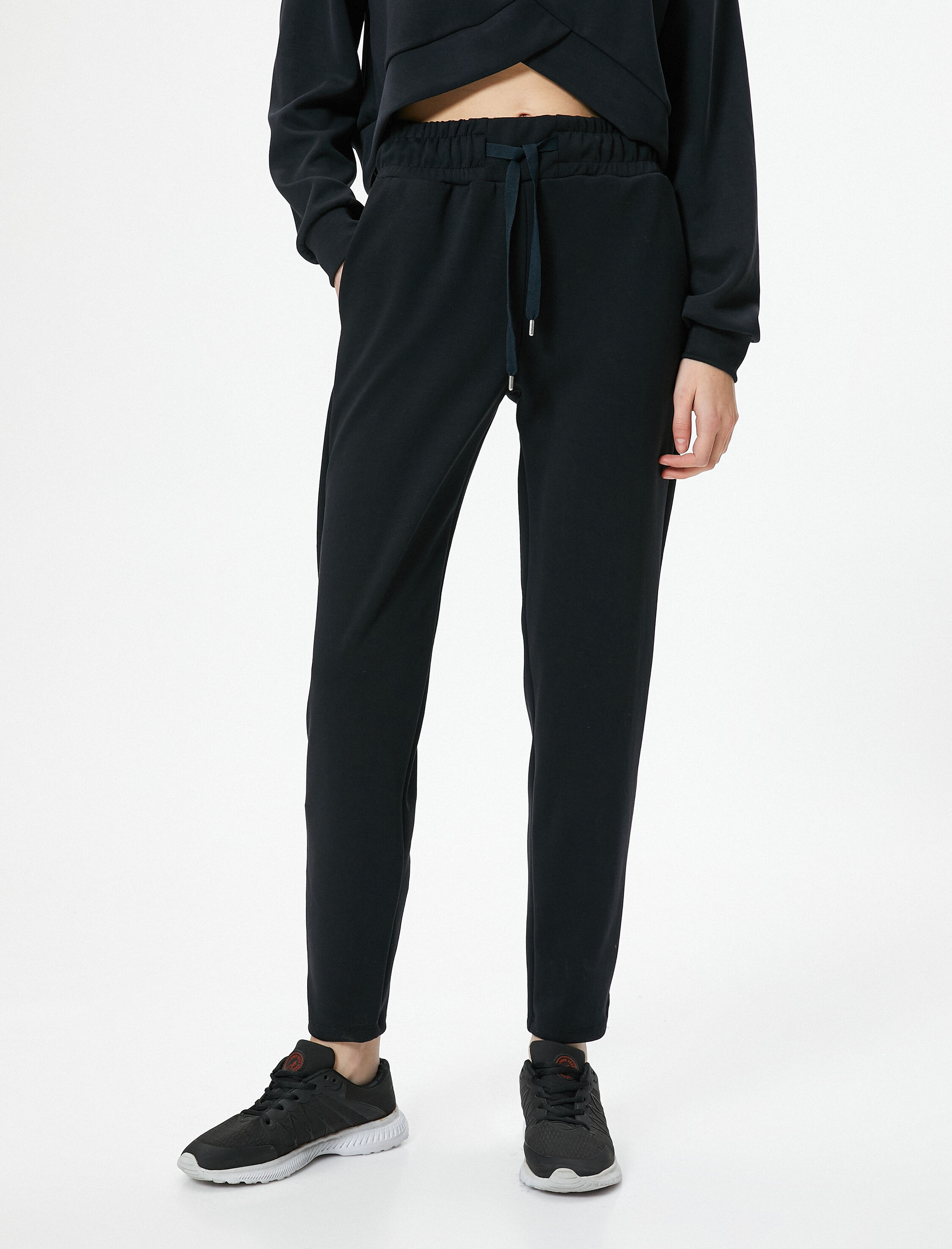   Modal Spor Eşofman Altı Tuşe Yumuşak Dokulu Beli Bağlamalı Cepli