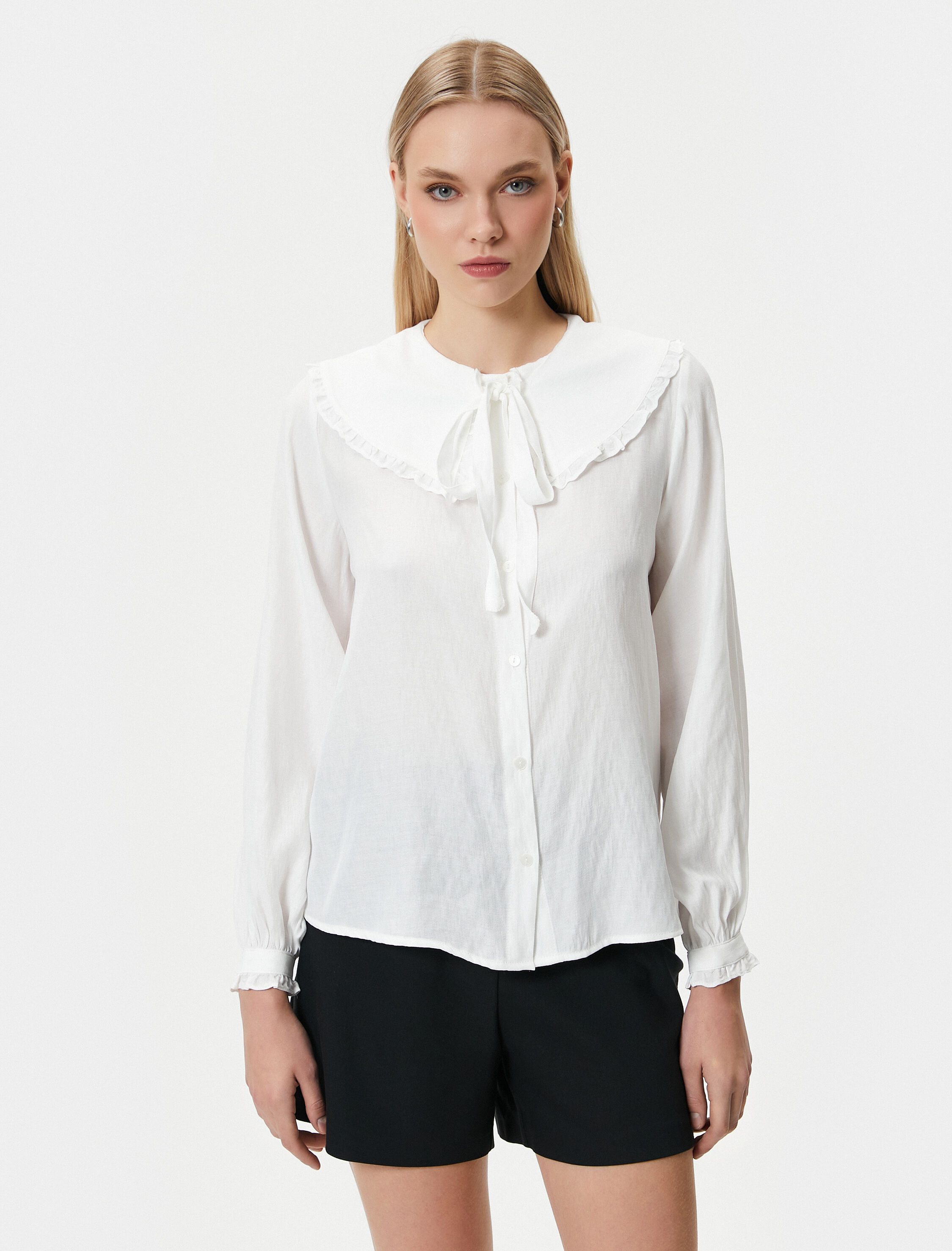   Bebe Yaka Gömlek Bağlama Detaylı Düğmeli