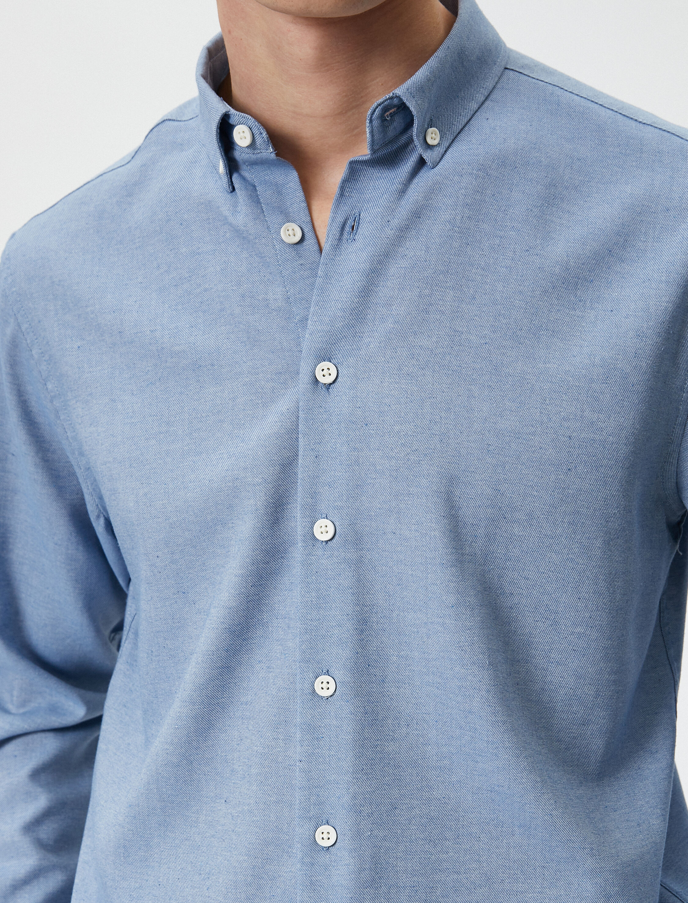   Slim Fit Gömlek Klasik Yaka Uzun Kollu Düğmeli