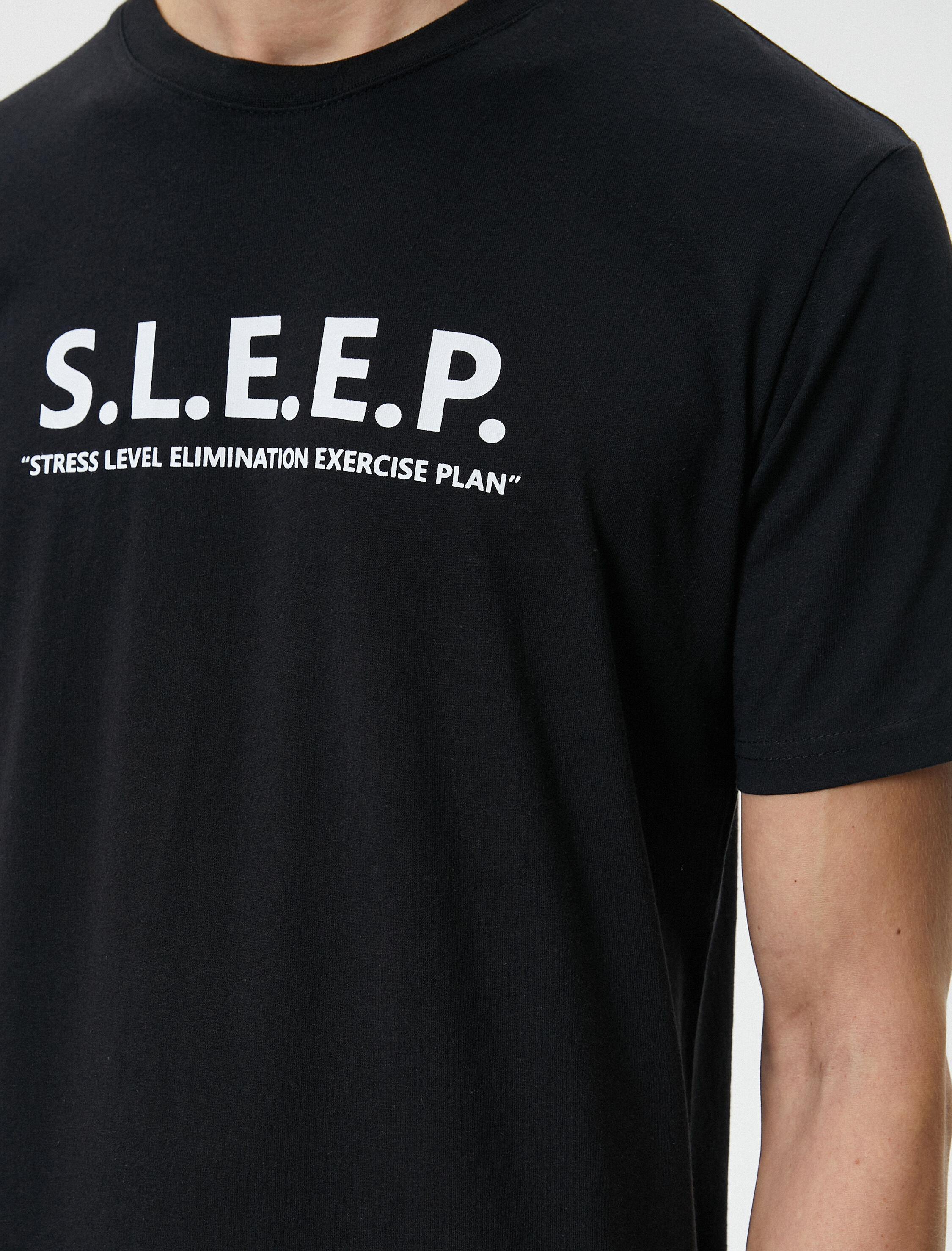   Slogan Baskılı Tişört Bisiklet Yaka Kısa Kollu Pamuklu