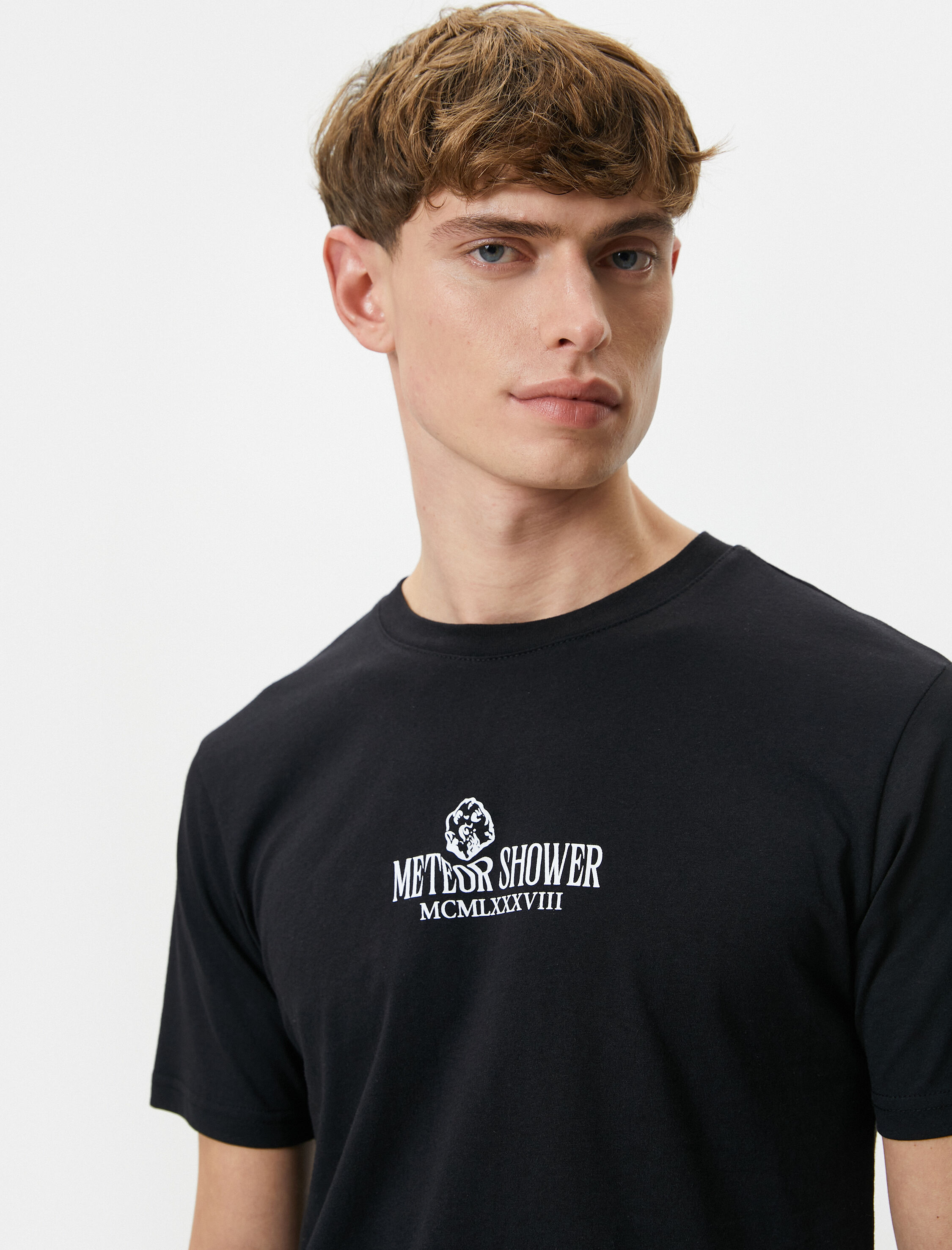   Slogan Baskılı Tişört Bisiklet Yaka Kısa Kollu Pamuklu