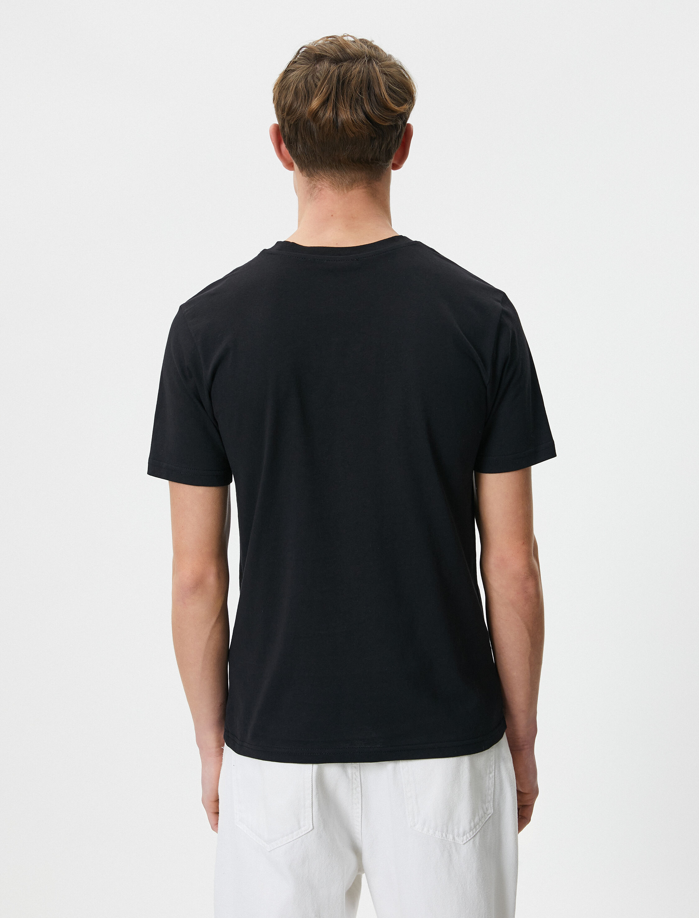   Slogan Baskılı Tişört Bisiklet Yaka Kısa Kollu Pamuklu