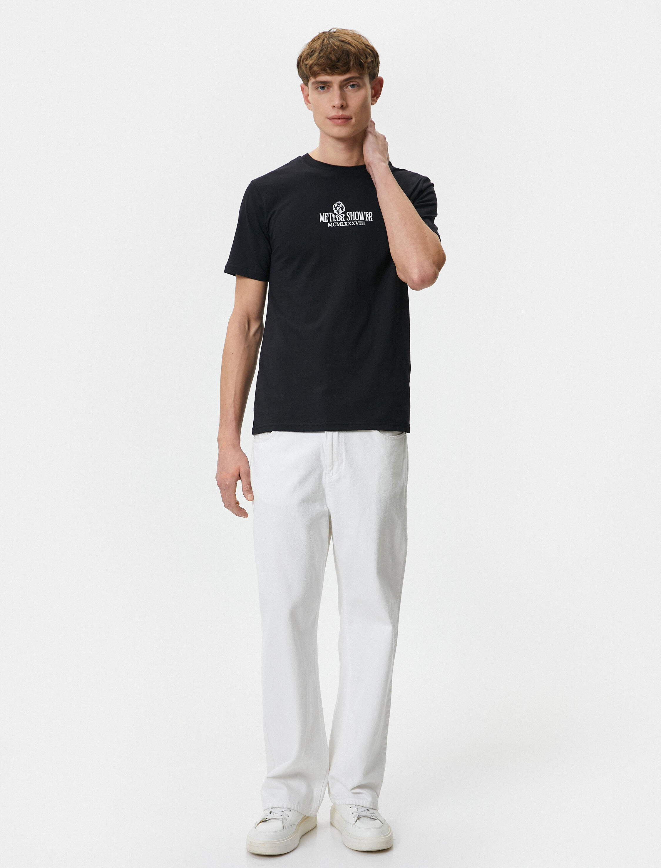   Slogan Baskılı Tişört Bisiklet Yaka Kısa Kollu Pamuklu