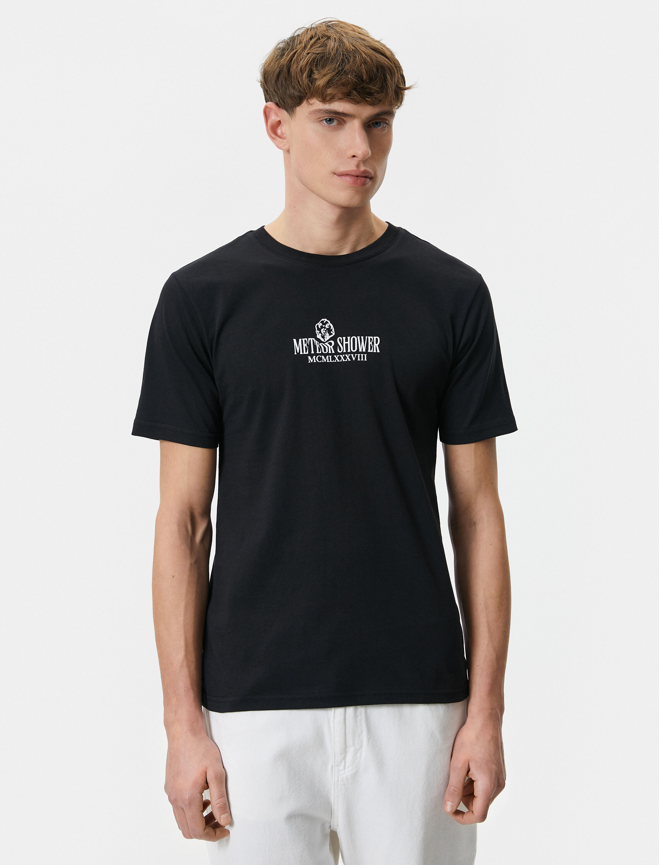   Slogan Baskılı Tişört Bisiklet Yaka Kısa Kollu Pamuklu