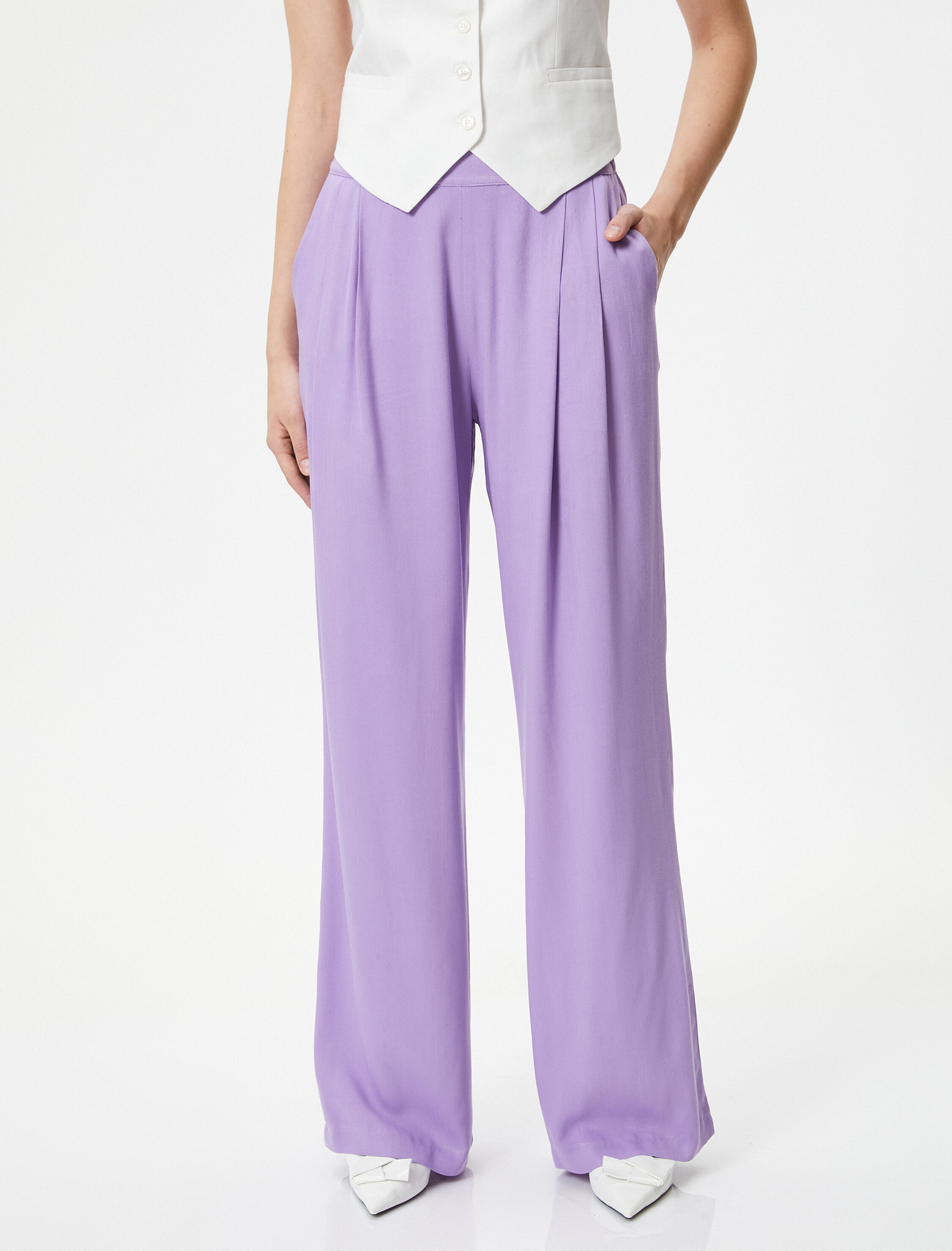   Palazzo Pantolon Bol Paça Cep Detaylı Viskon