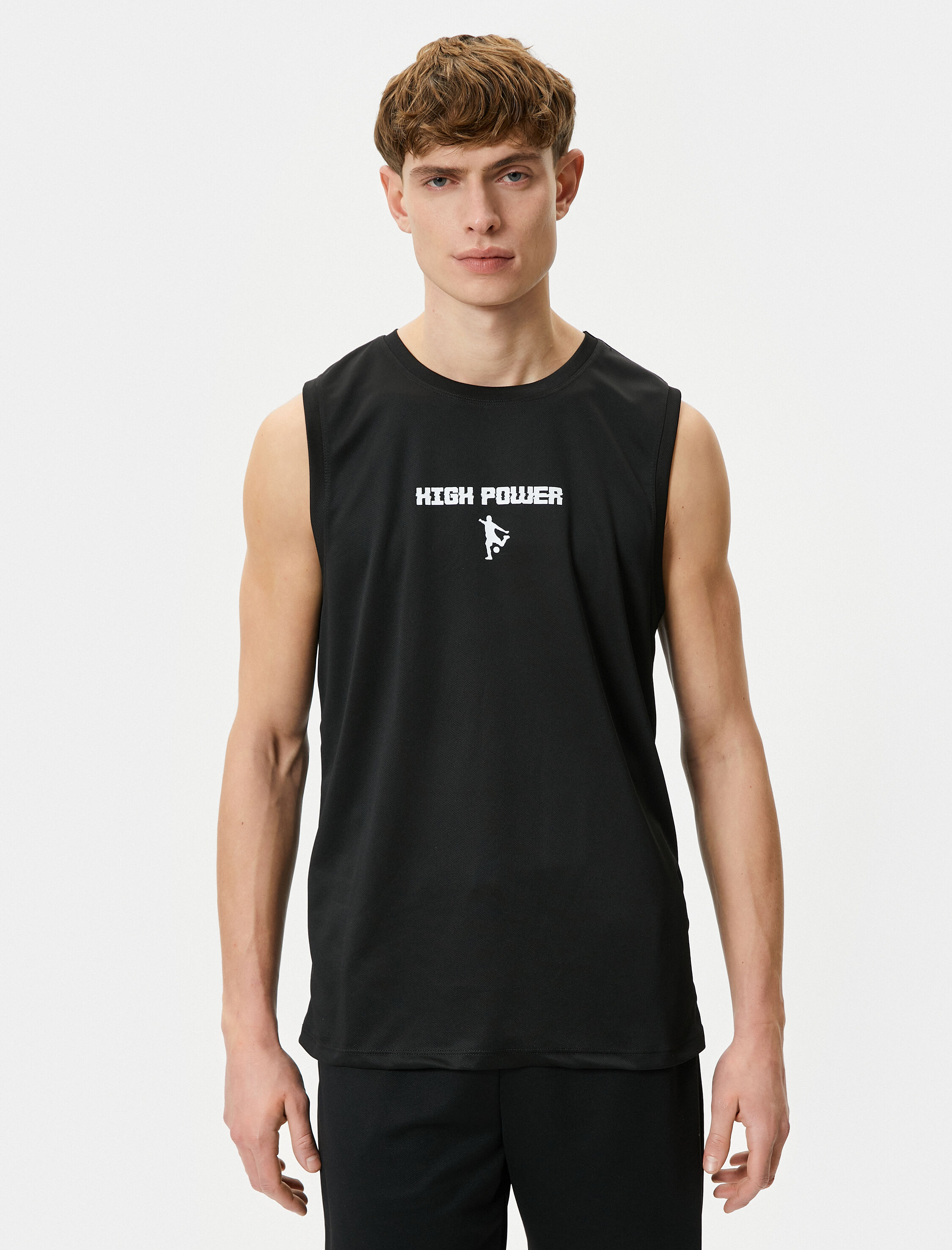   Sporcu Atleti Slogan Baskılı Kolsuz Bisiklet Yaka