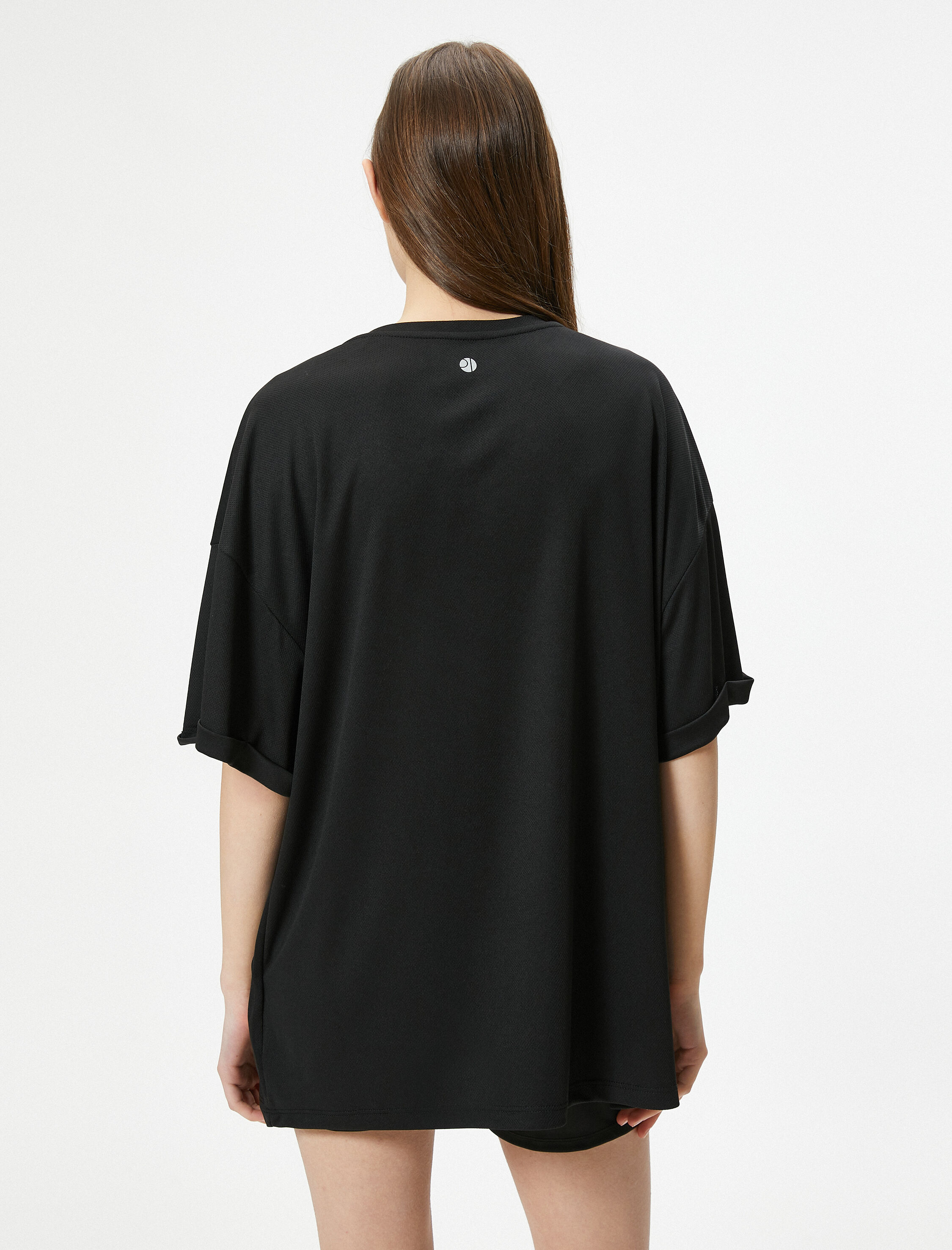   Oversize Spor Tişört Baskılı Uzun Kollu Bisiklet Yaka