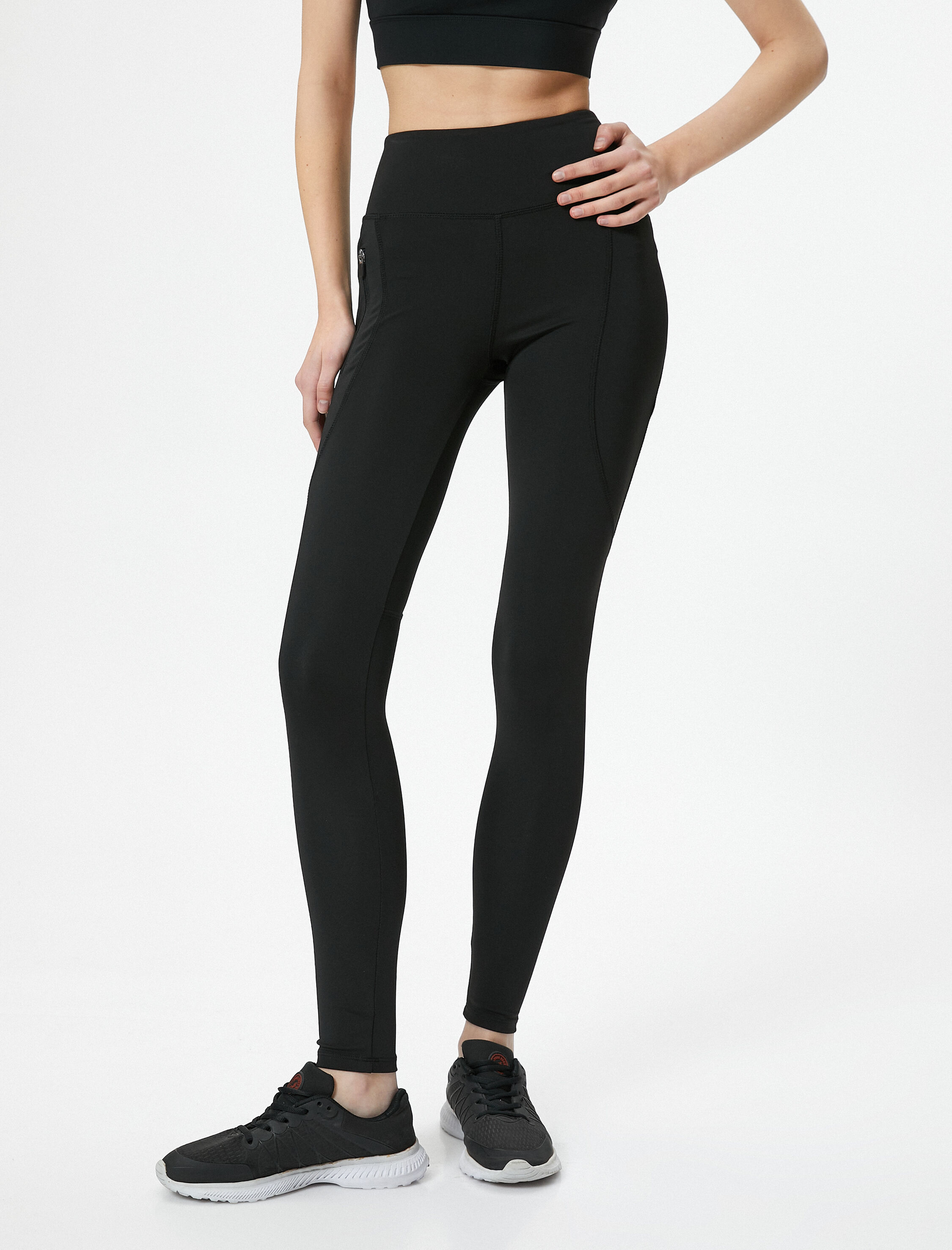   Fermuarlı Cep Detaylı Spor Tayt Yüksek Bel Dikiş Detaylı Dar Kalıp