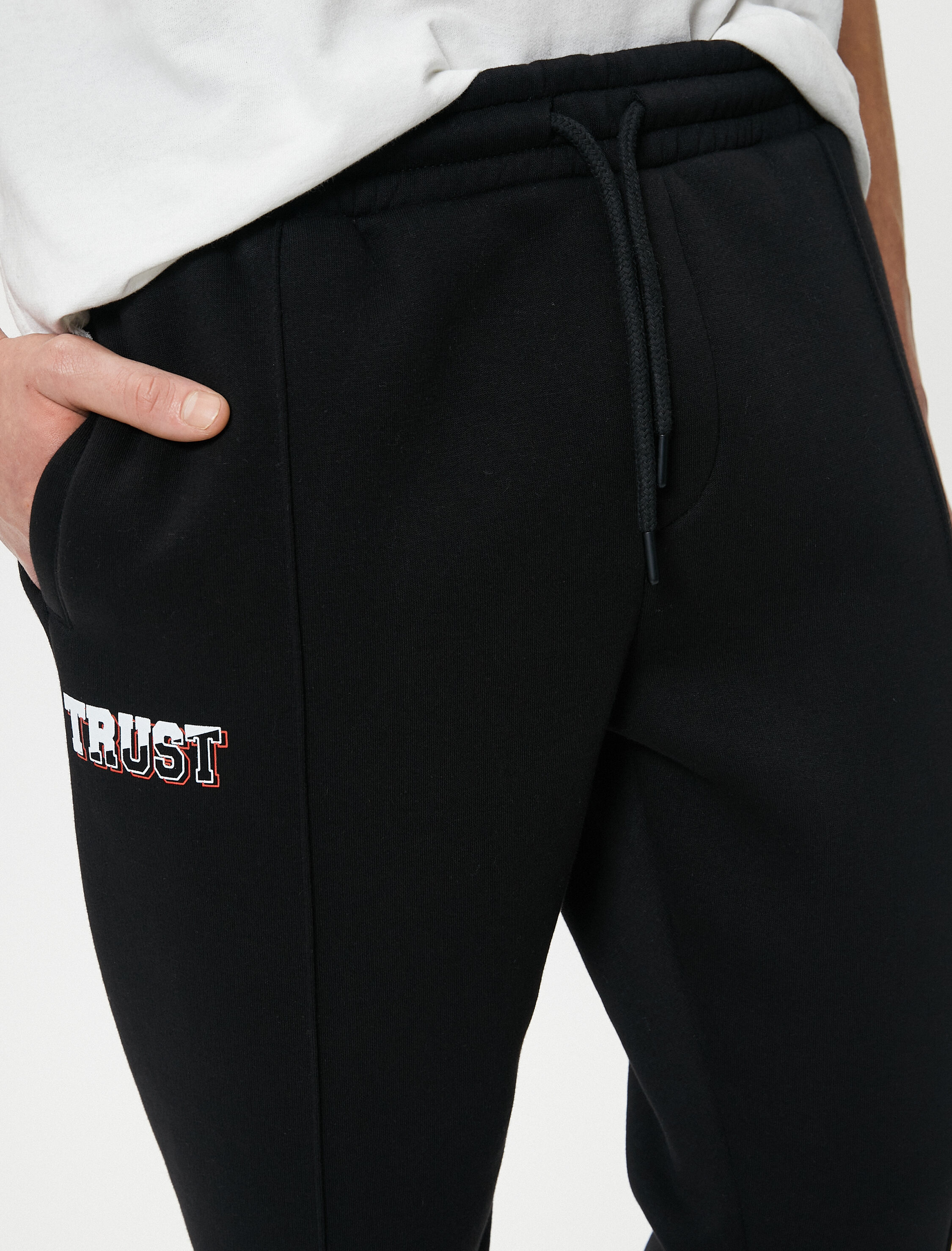   Jogger Eşofman Altı Slogan Baskılı Beli Bağcıklı Cepli Şardonlu