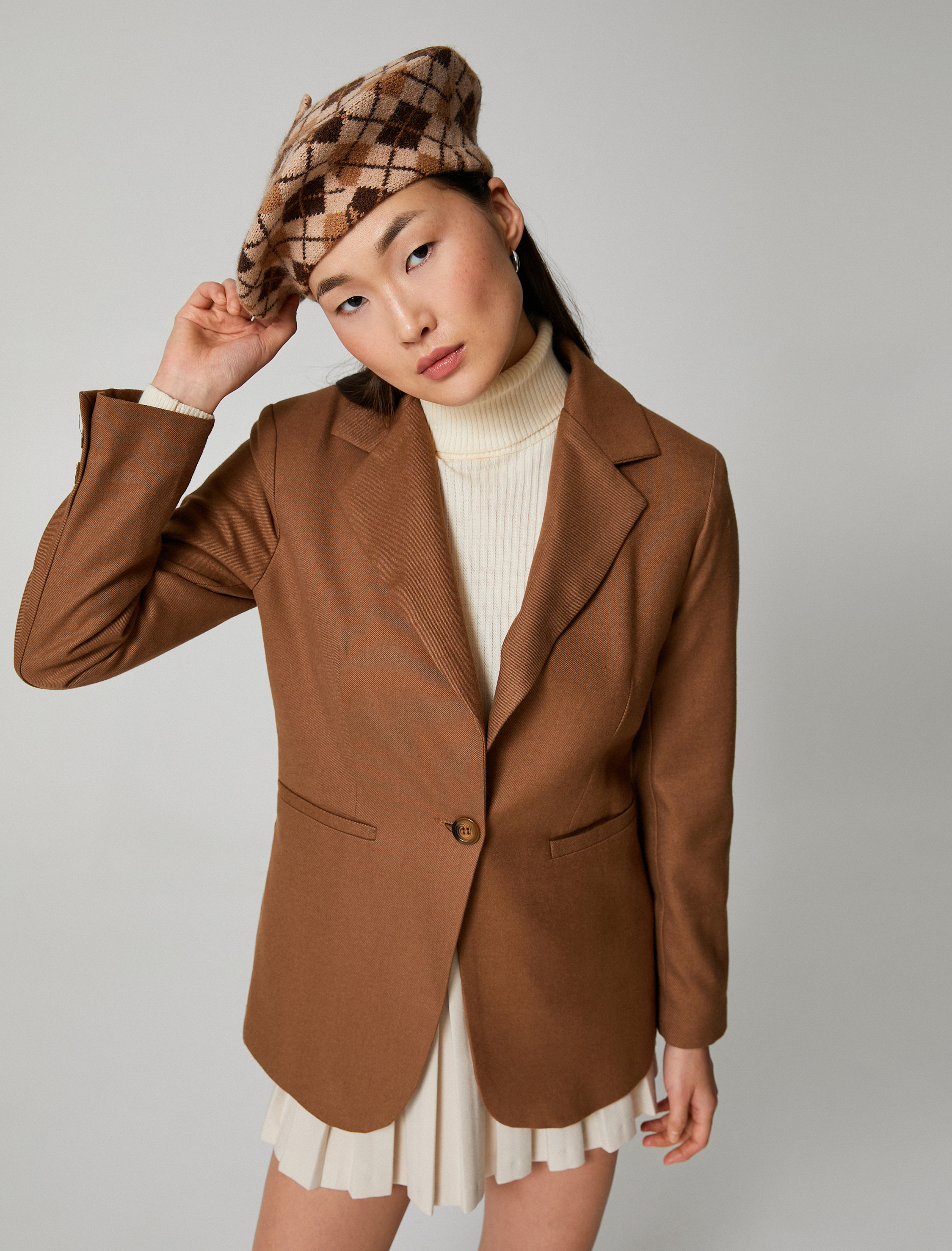  Kadın Ekoseli Ressam Şapkası Bere