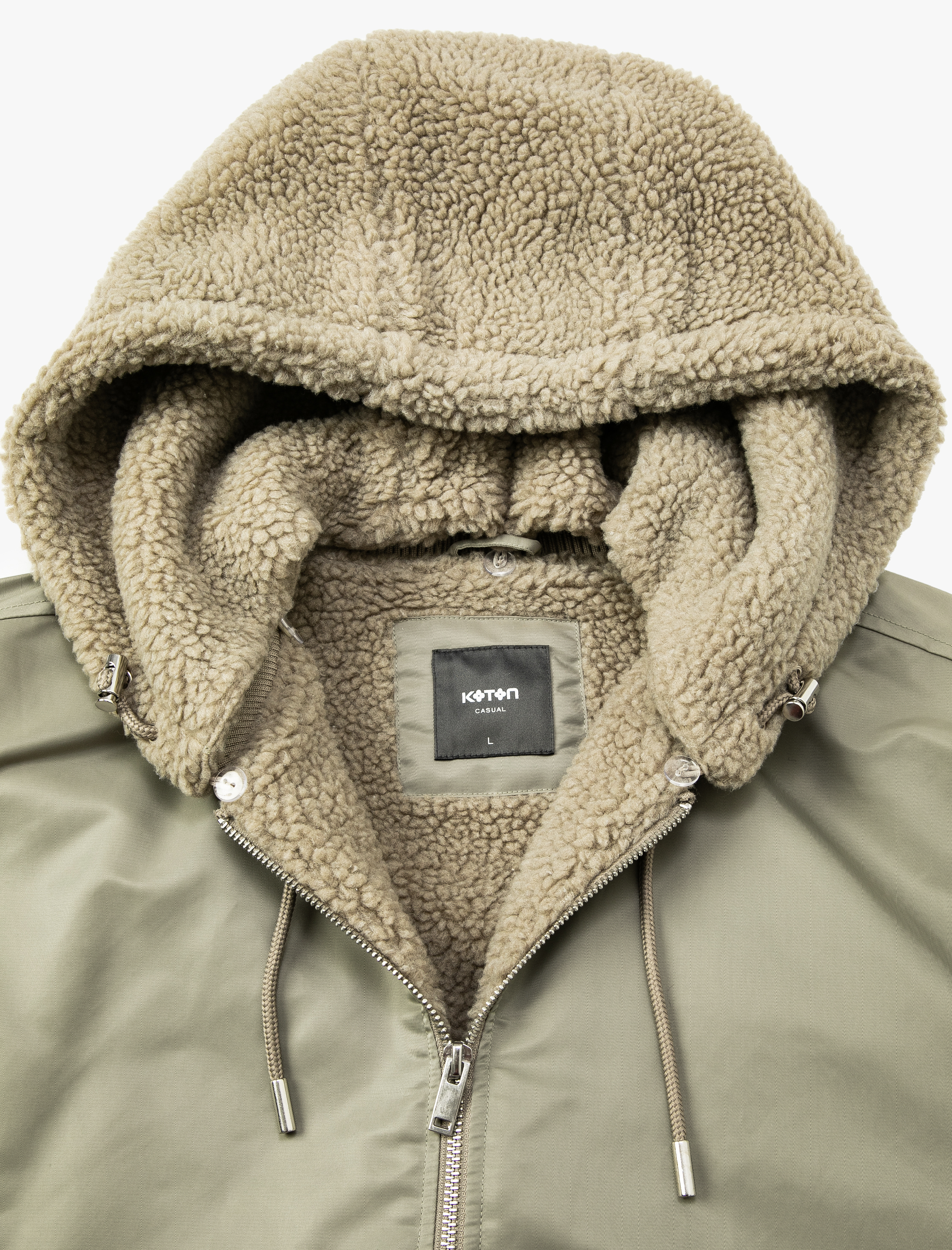   Ceket İçi Peluş Çıkarılabilir Kapşonlu Cep Detaylı