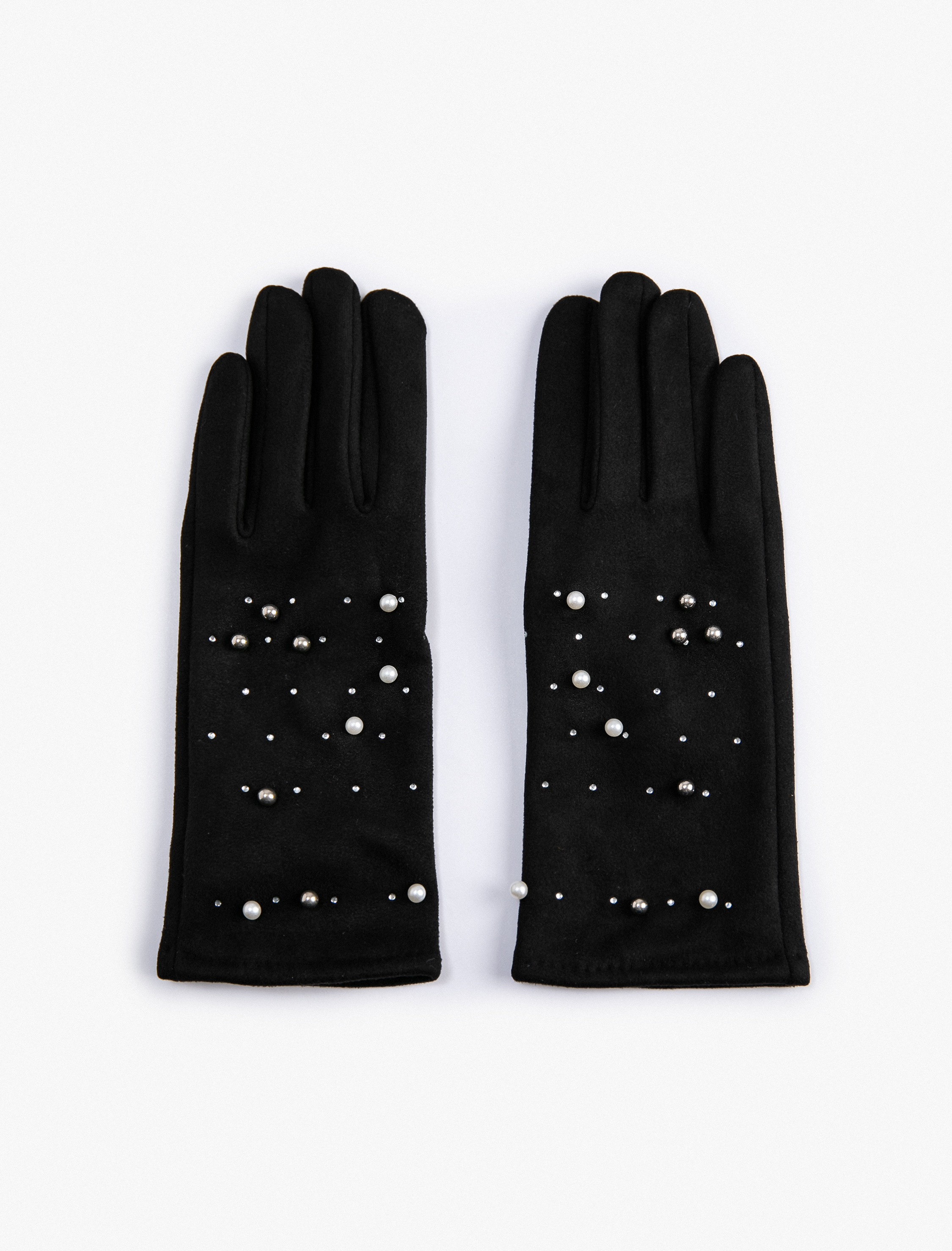  Kadın Polar Eldiven Yumuşak Dokulu İnci İşlemeli