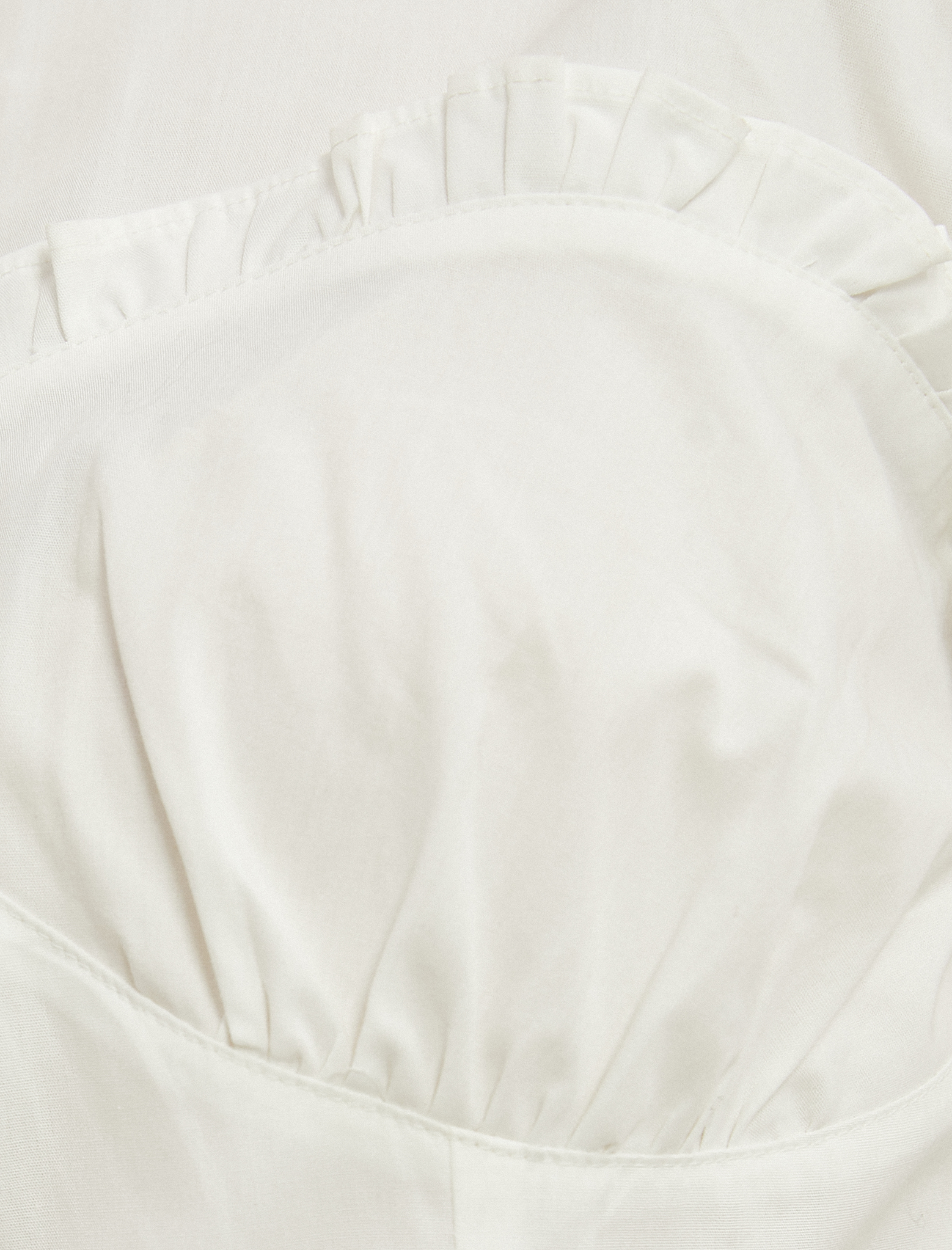   Crop Gömlek Fırfır Detaylı Uzun Kollu Pamuklu Asimetrik Kesimli