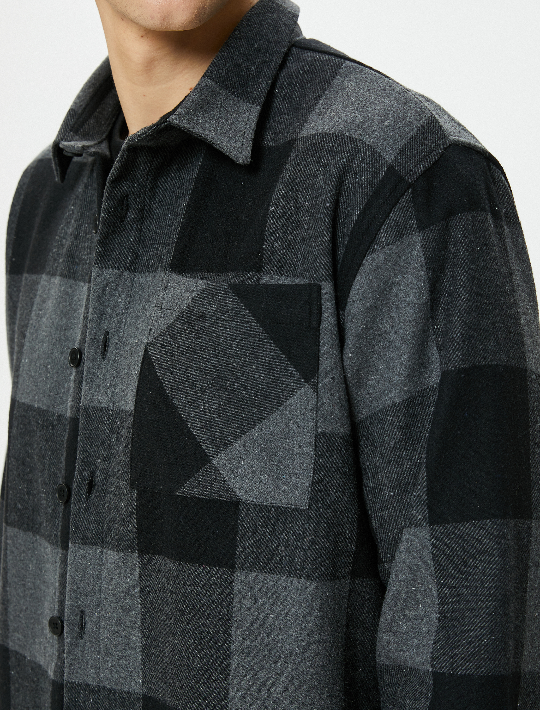   Oduncu Gömleği Düğmeli Cep Detaylı Klasik Yaka Uzun Kollu