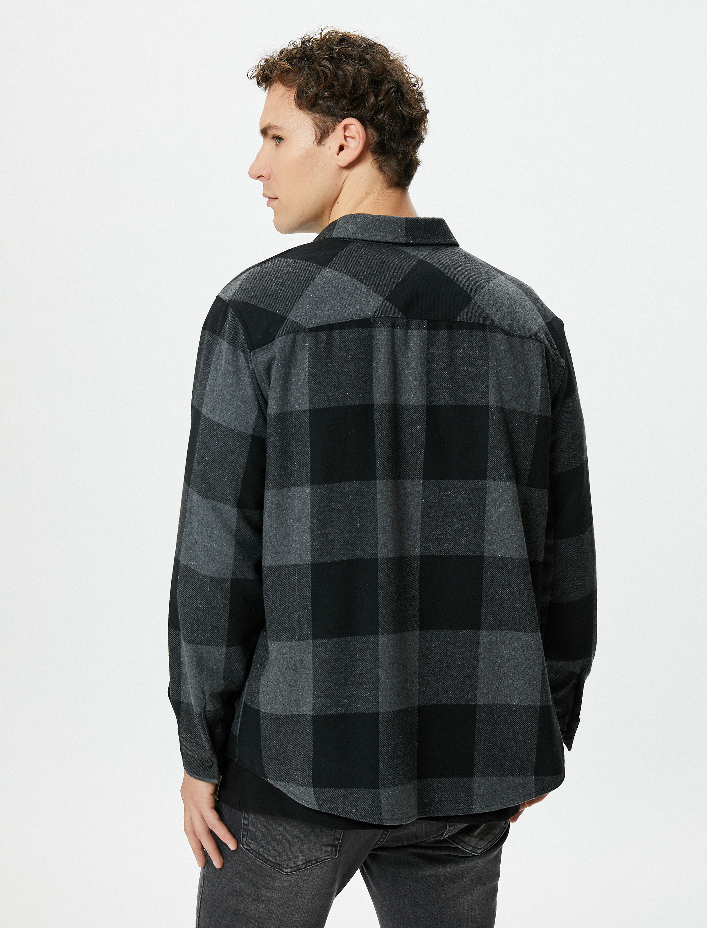   Oduncu Gömleği Düğmeli Cep Detaylı Klasik Yaka Uzun Kollu