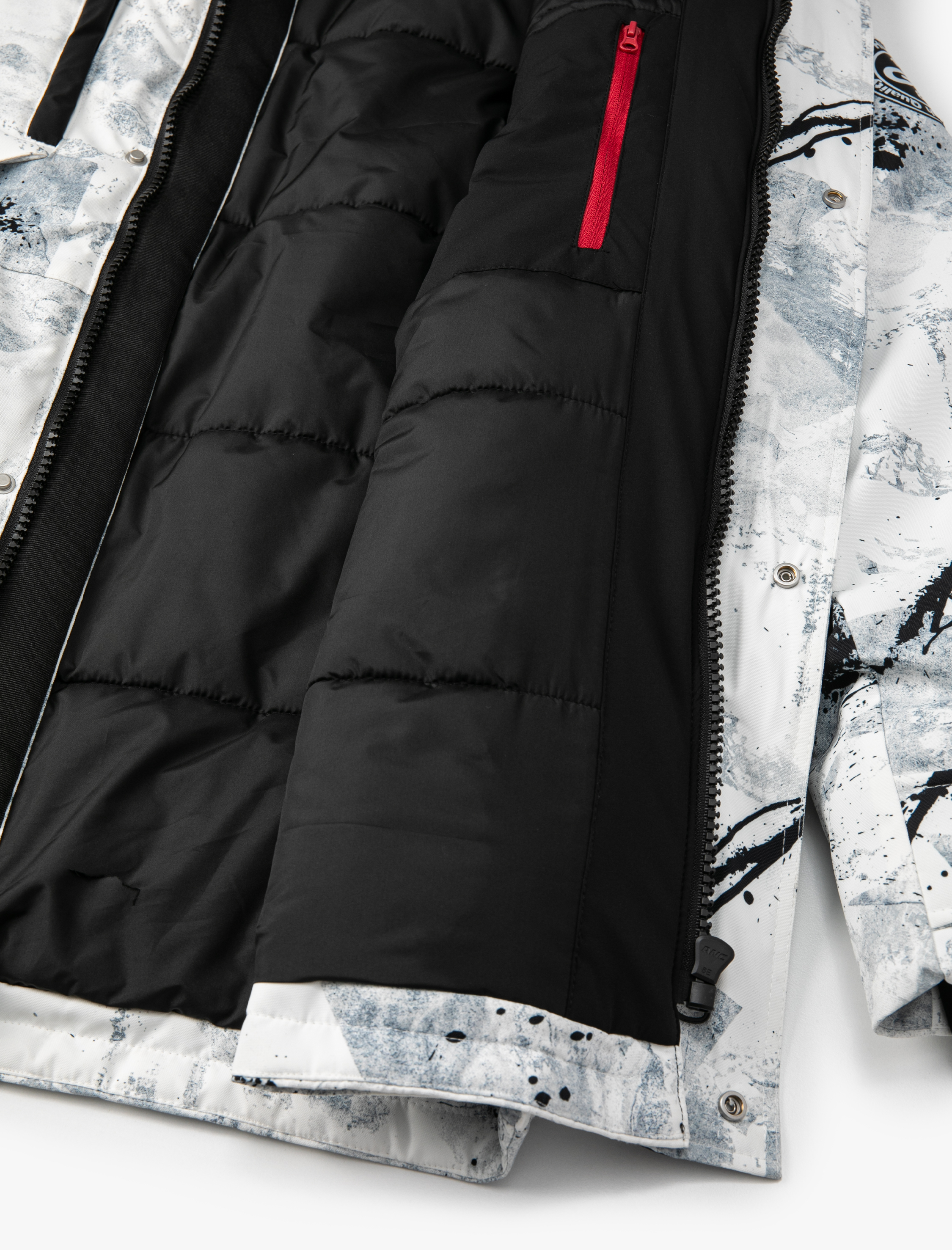   Kar Montu Kapşonlu Soyut Baskılı Suni Kürk Detaylı Fermuarlı Cepli