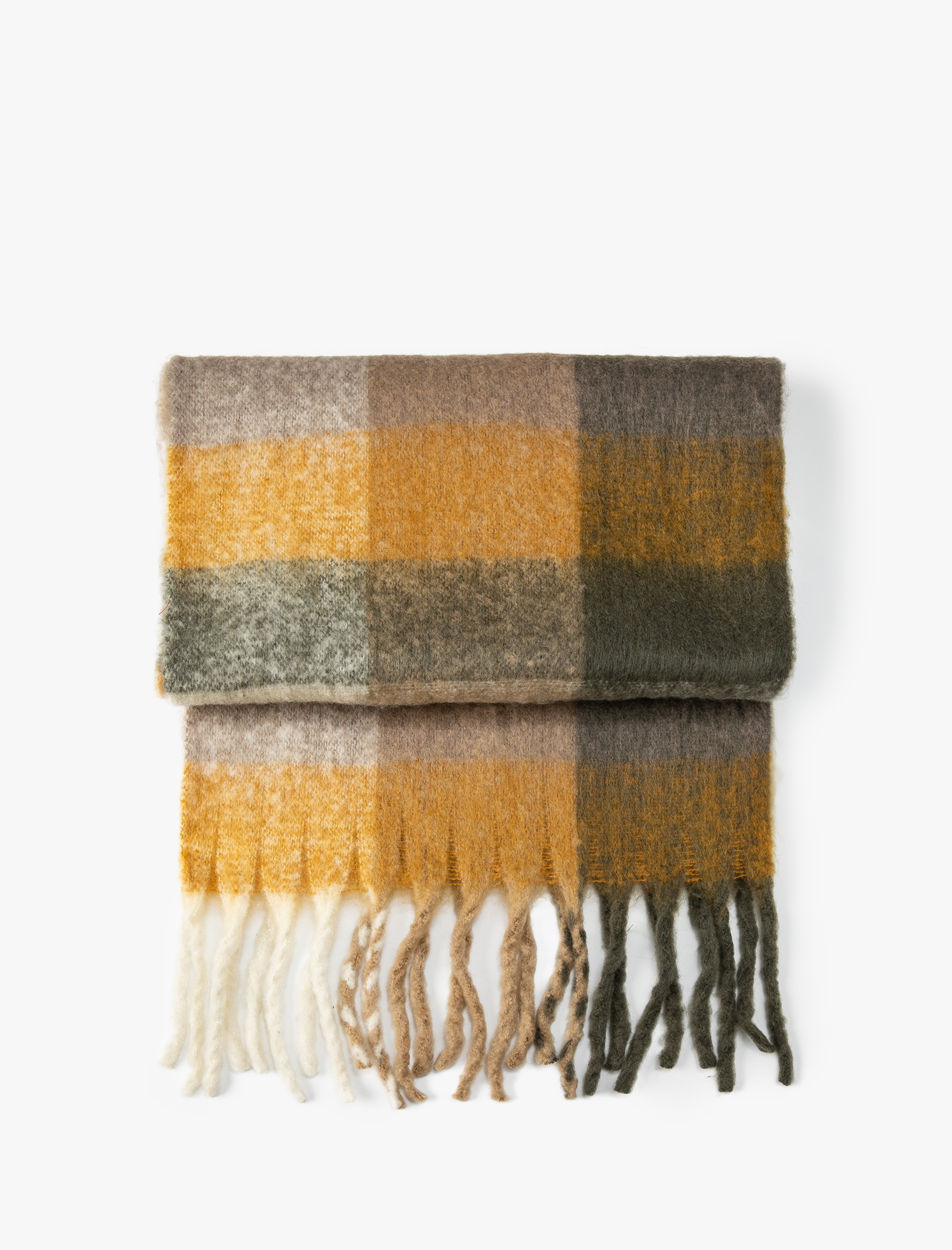  Kadın Ekose Uzun Atkı Püsküllü Yumuşak Dokulu